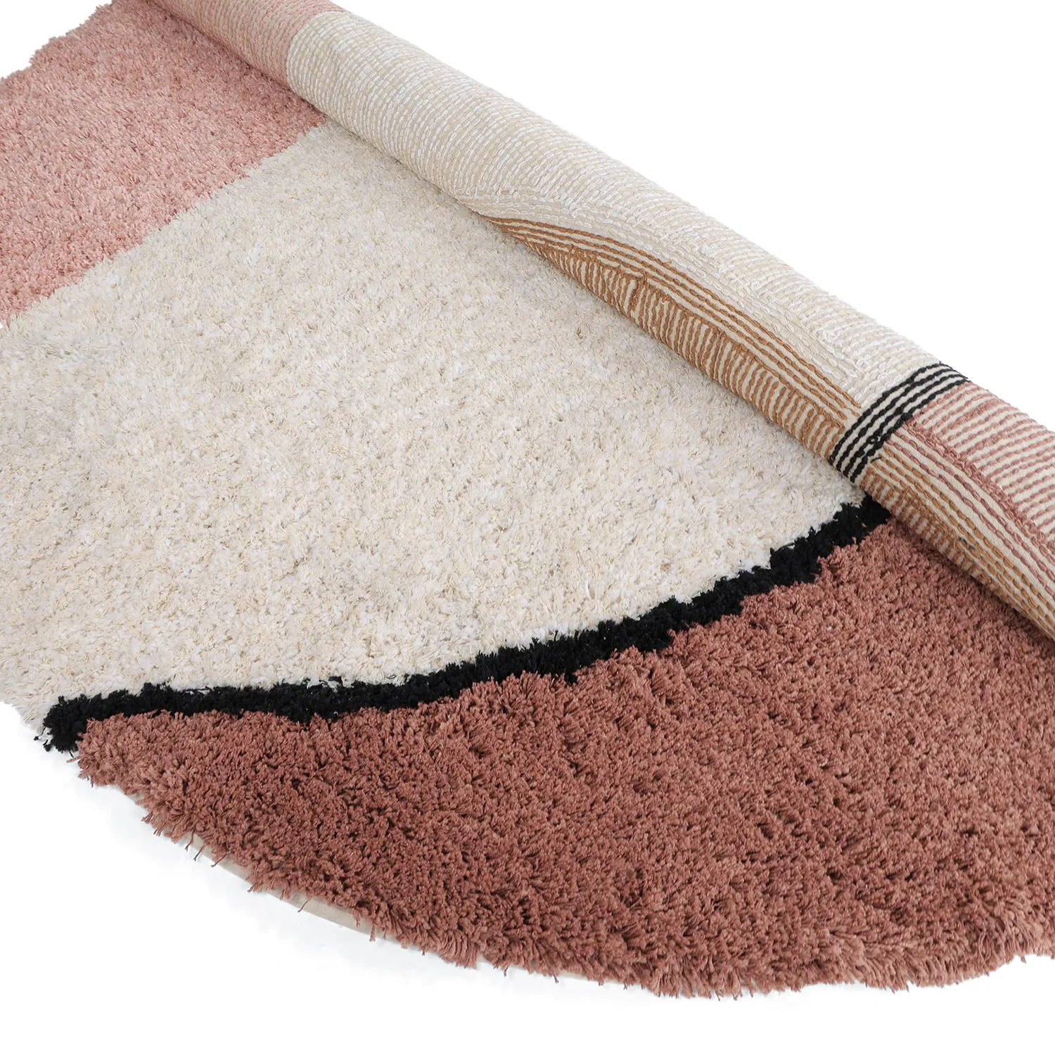 Rundt teppe - Perast Natural Cotton Shaggy (multi)
