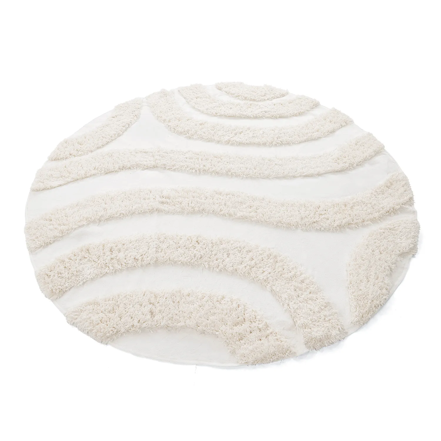 Rundt teppe - Sivota Natural Cotton Shaggy (off-white)