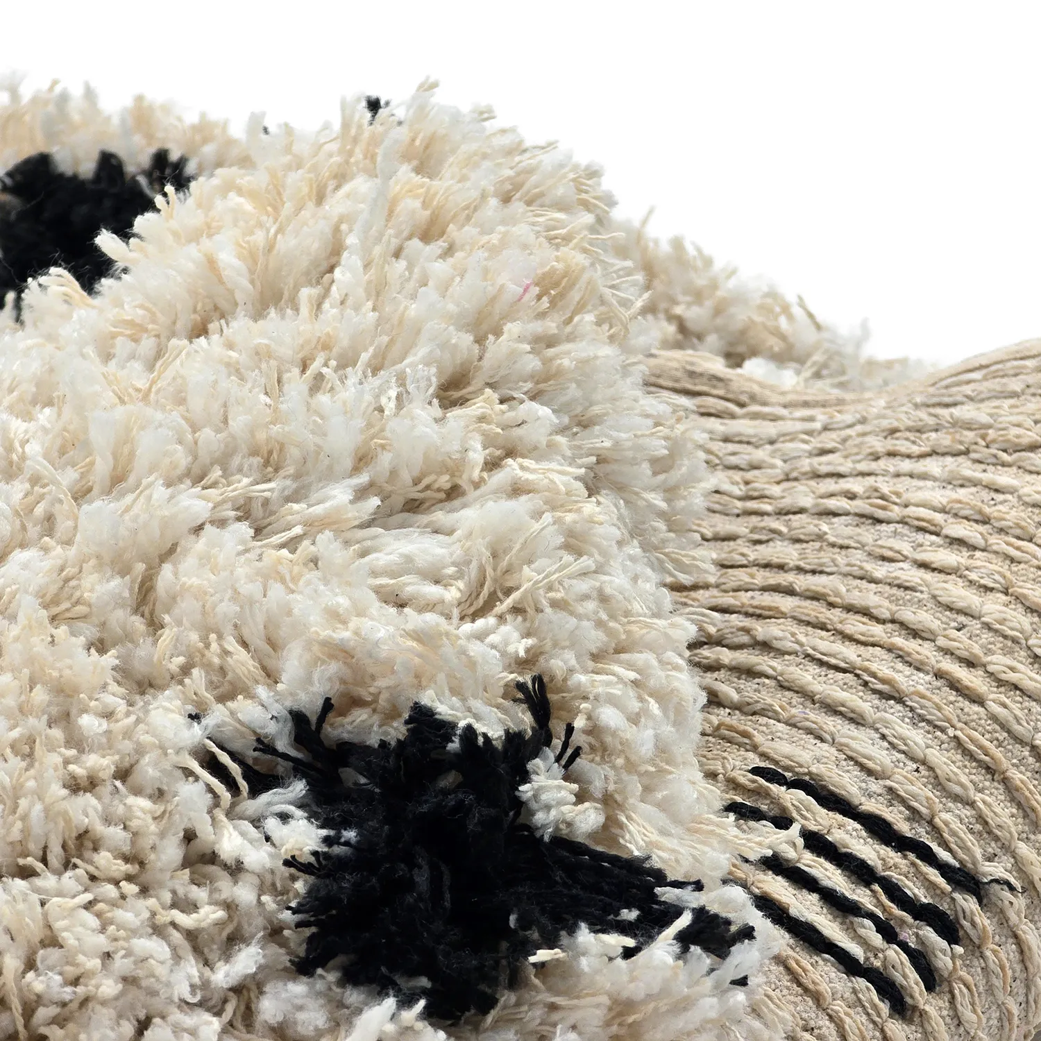 Rundt teppe - Soria Natural Cotton Shaggy (offwhite/svart)