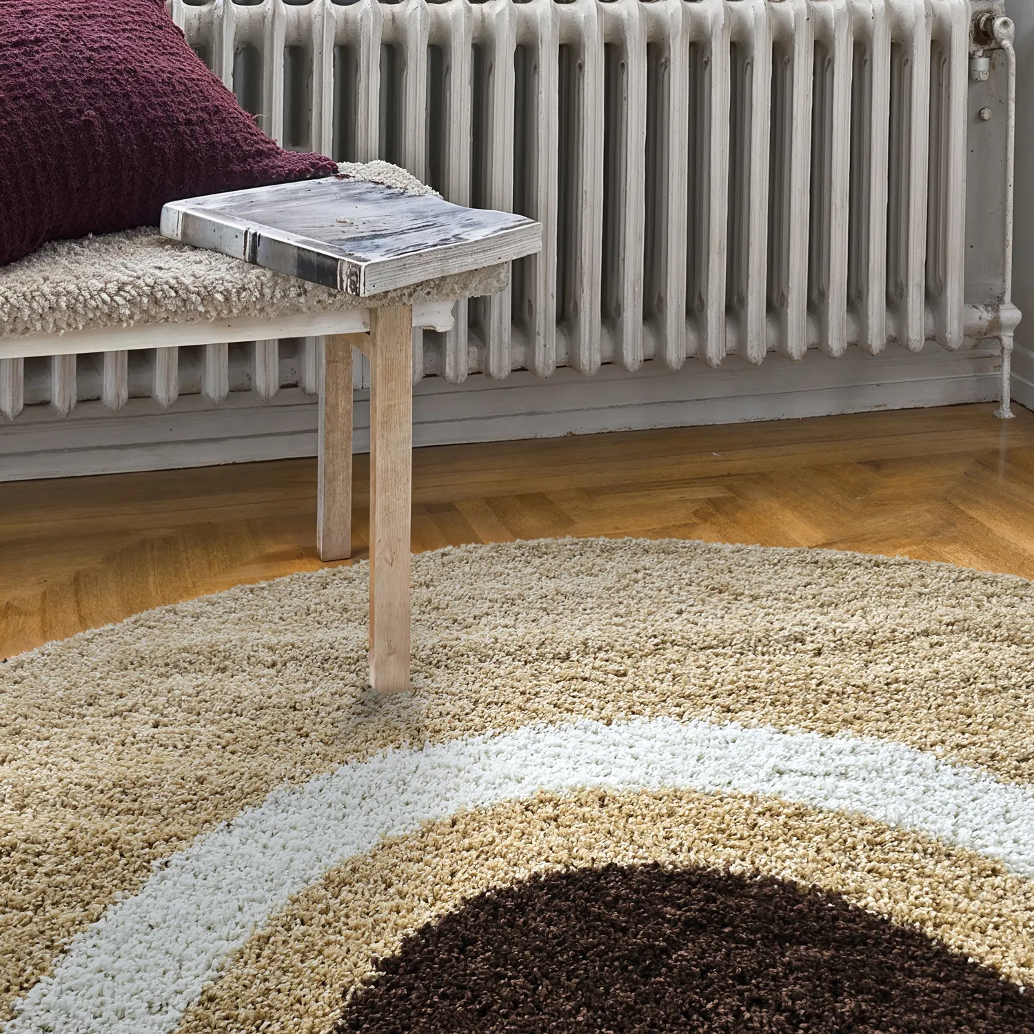 Runde tepper - Alsace (beige/hvit/brun)