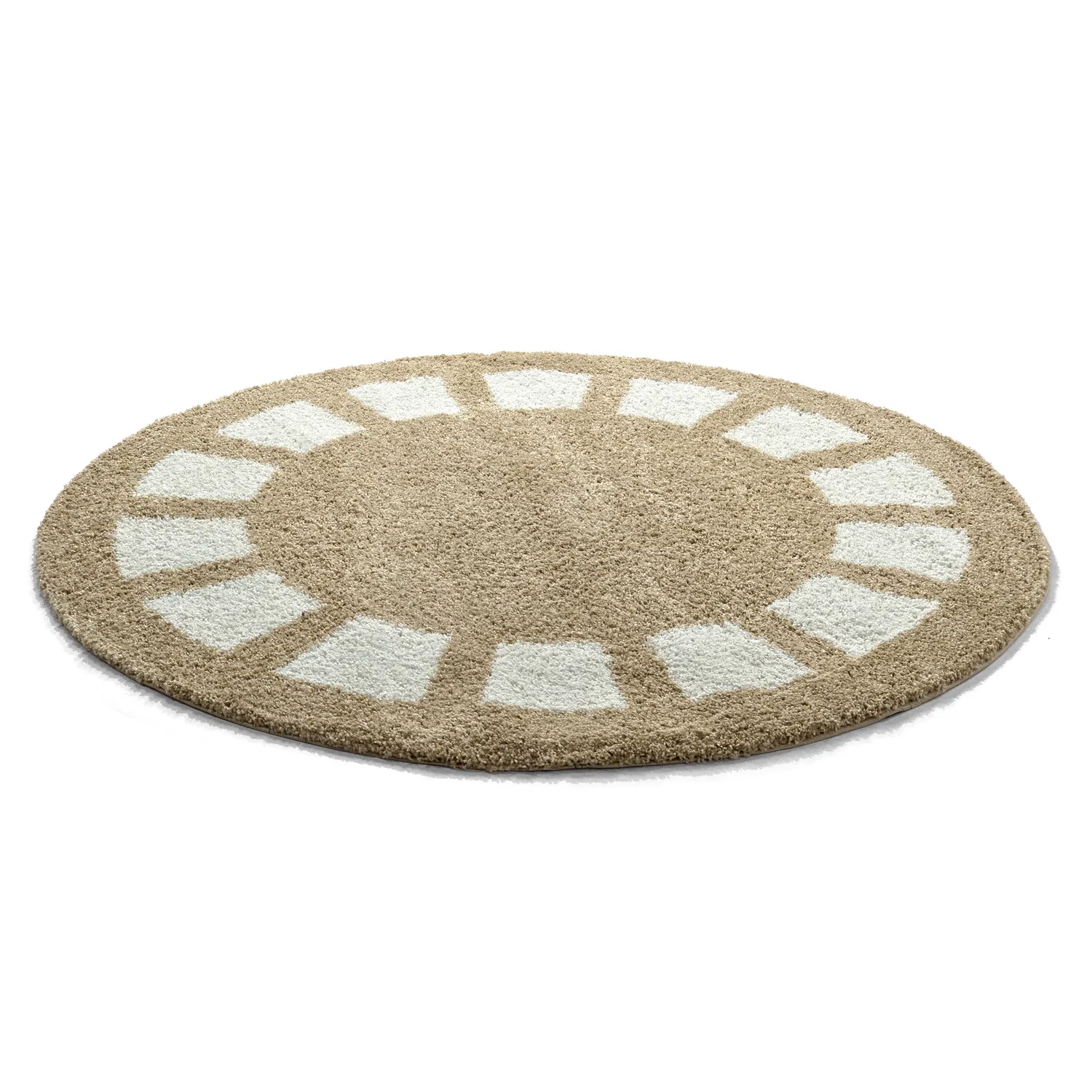 Runde tepper - Asilah (beige/hvit)