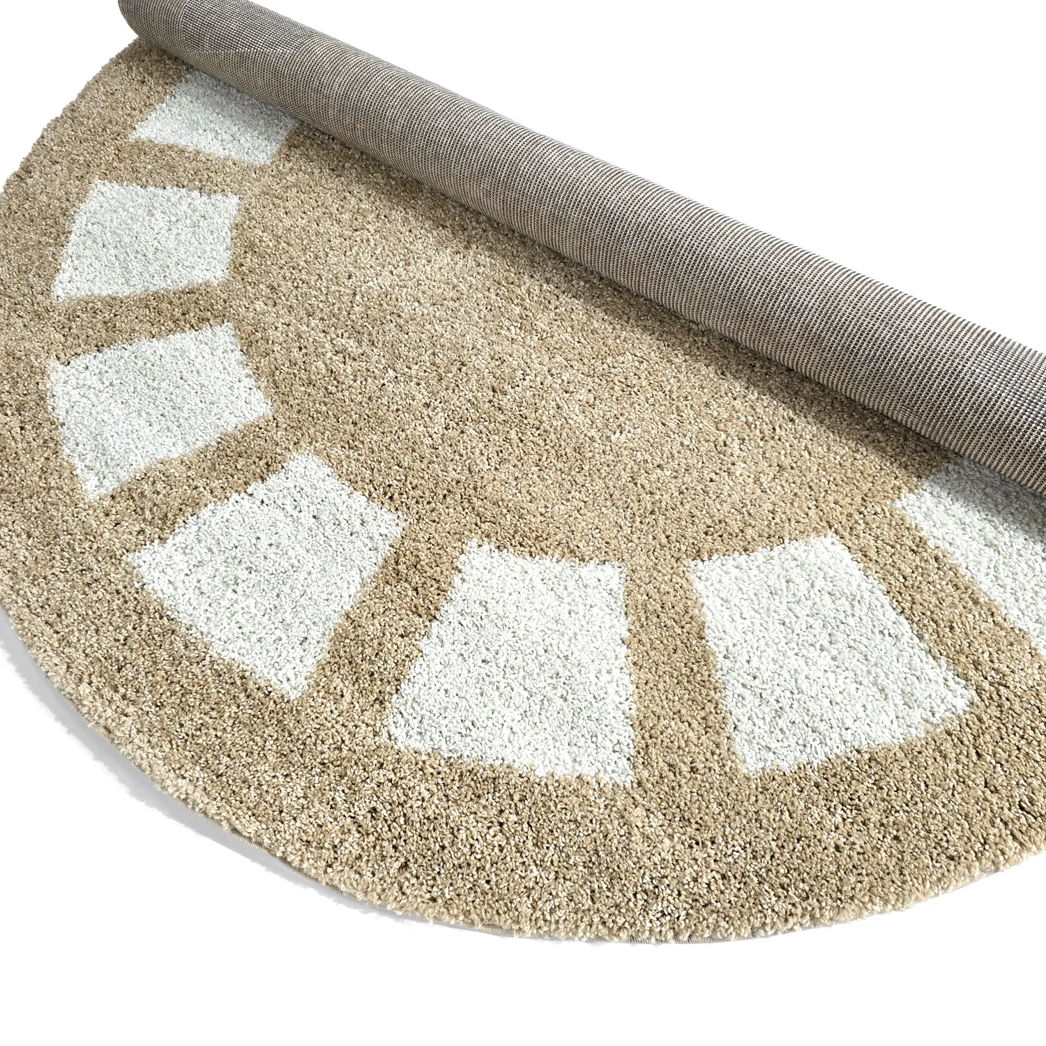 Runde tepper - Asilah (beige/hvit)