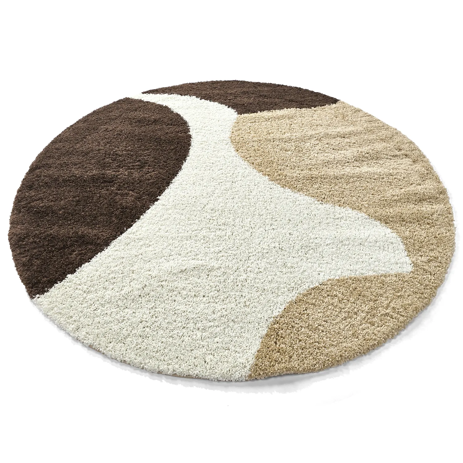 Runde tepper - Chiniot (brun/beige/hvit)