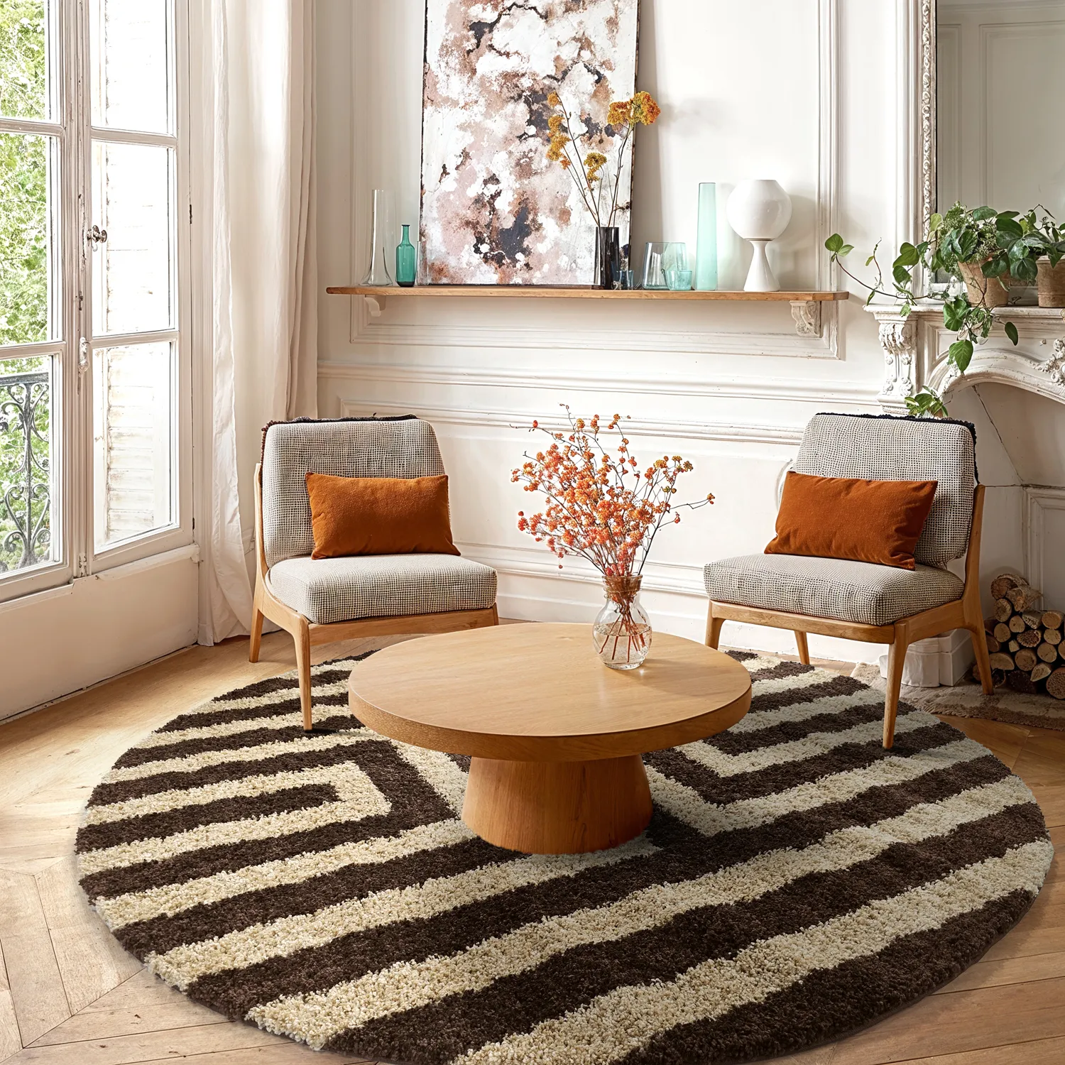 Runde tepper - Imilchil (beige/brun)