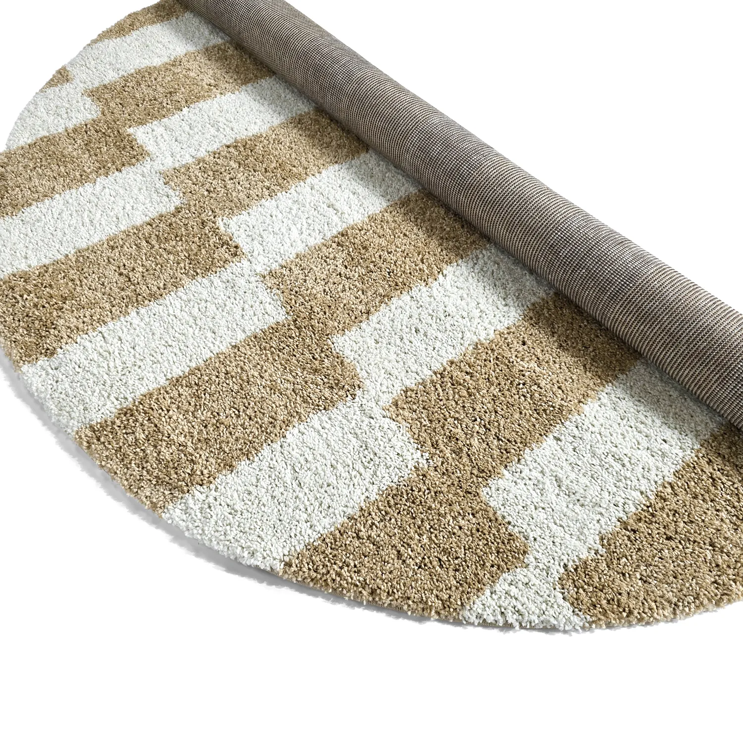 Runde tepper - Tamri (beige/hvit)