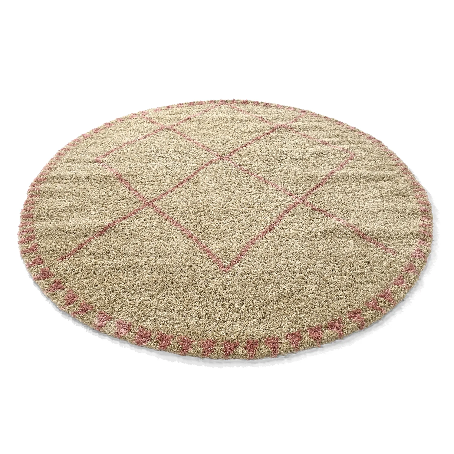 Runde tepper - Tiznit (beige/rosa)
