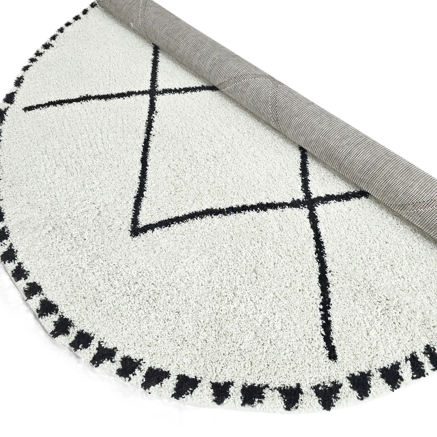 Runde tepper - Tiznit (hvit/svart)