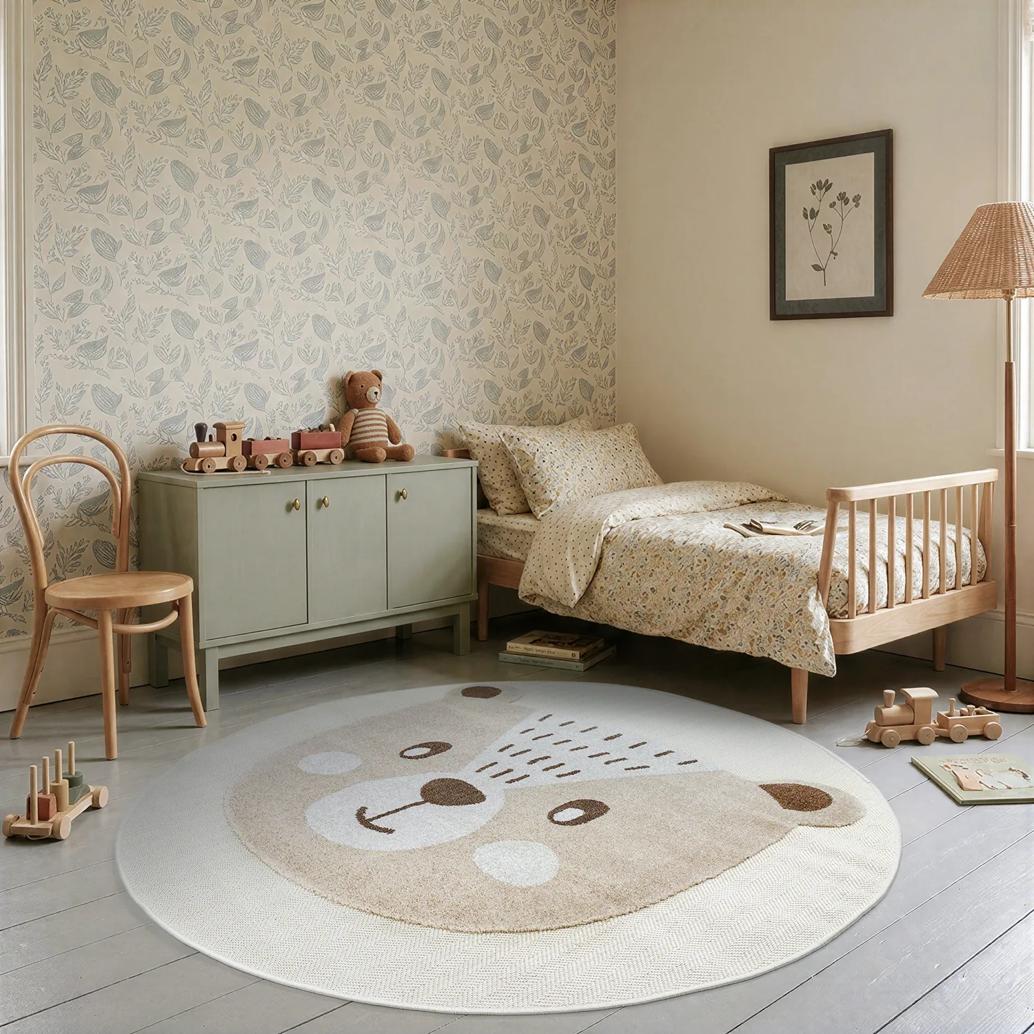 Rundt barneteppe - Kind Bear (krem)