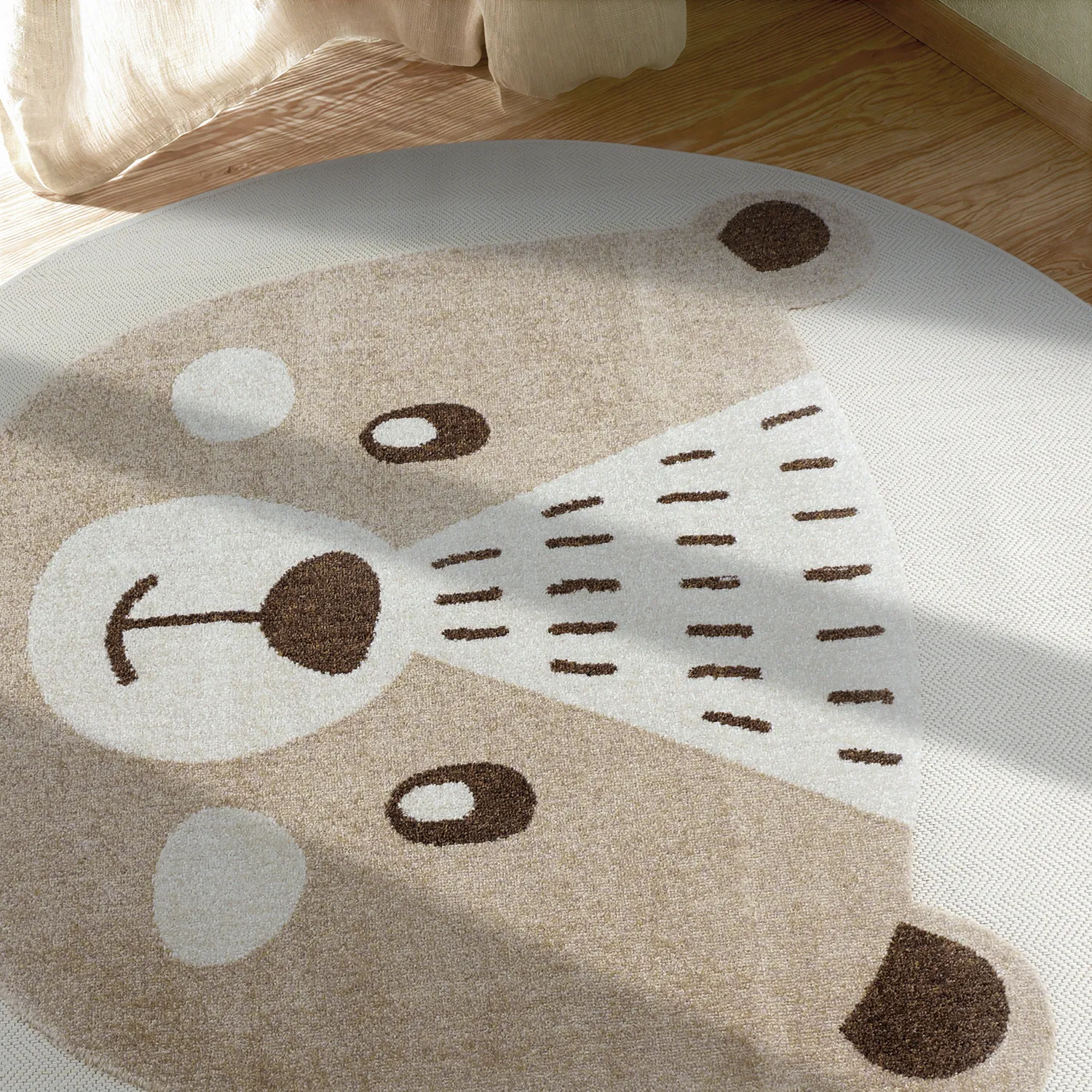 Rundt barneteppe - Kind Bear (krem)