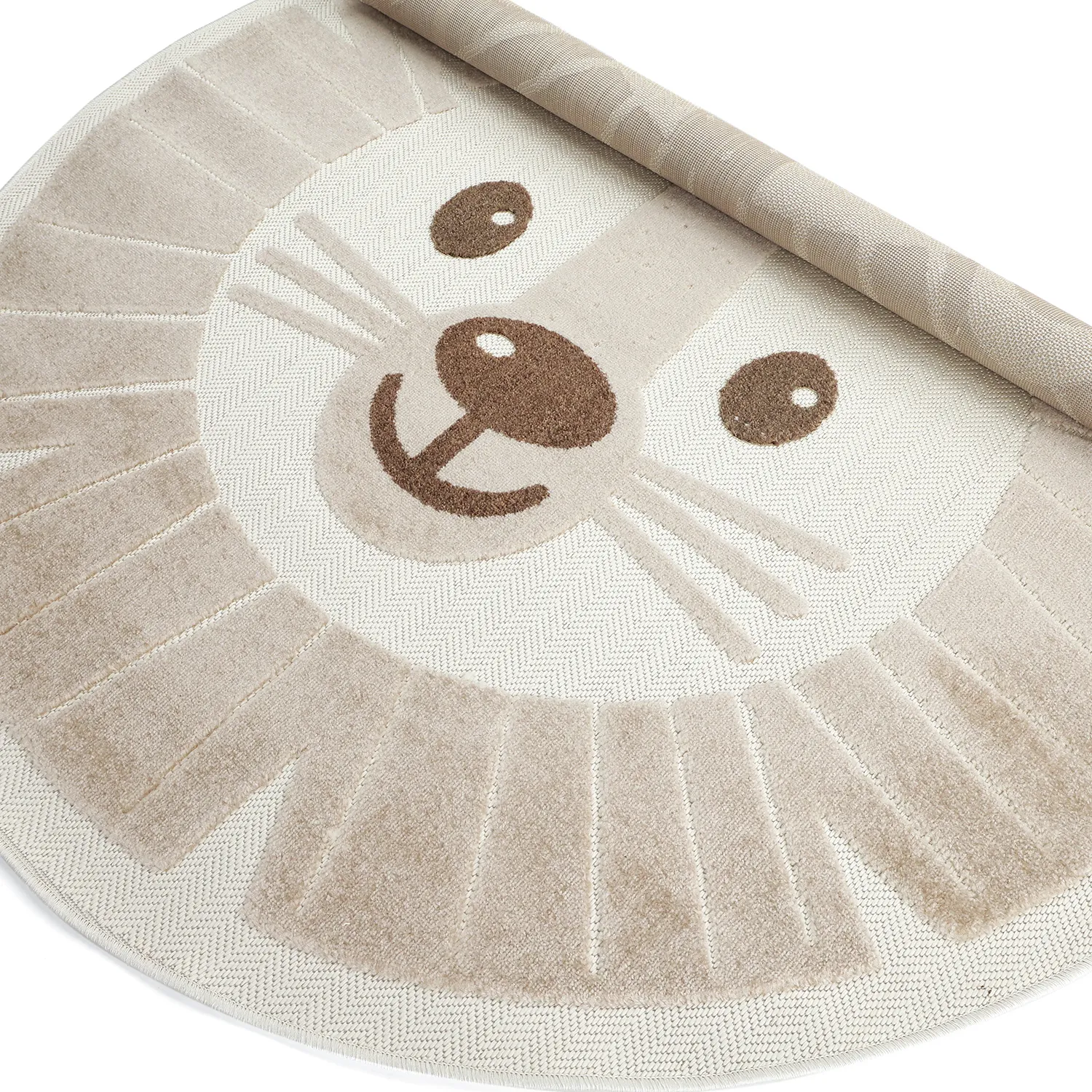 Rundt barneteppe - Kind Lion (krem)