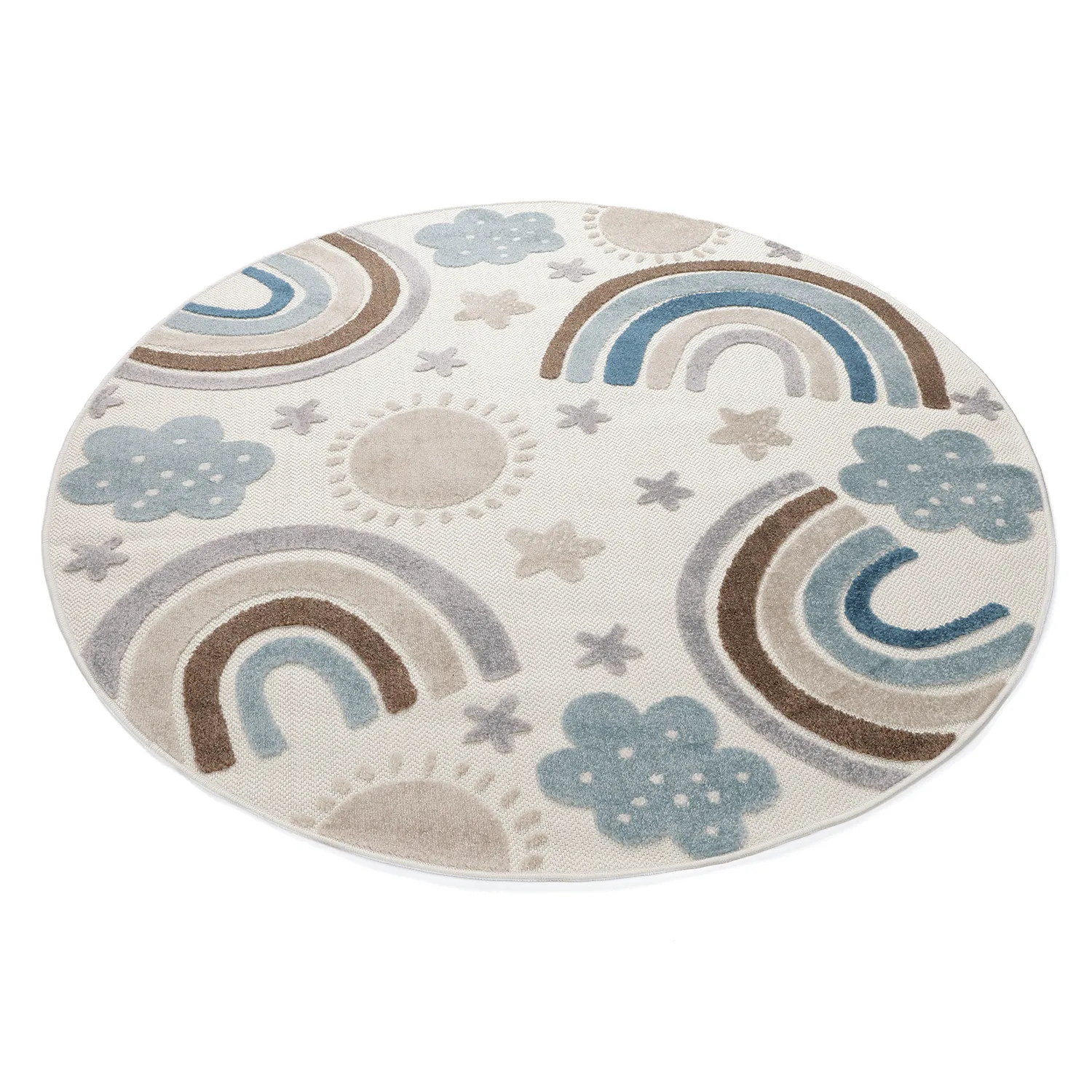 Rundt barneteppe - Rainbow Potpourri (krem/multi)