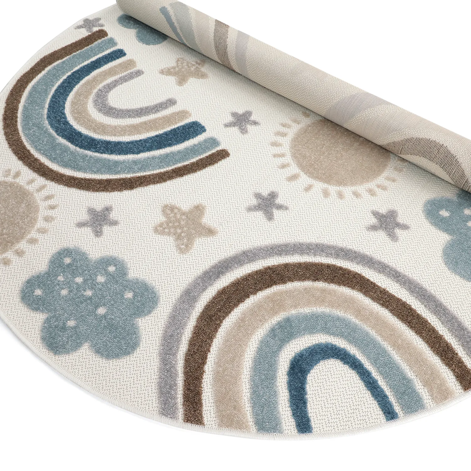 Rundt barneteppe - Rainbow Potpourri (krem/multi)