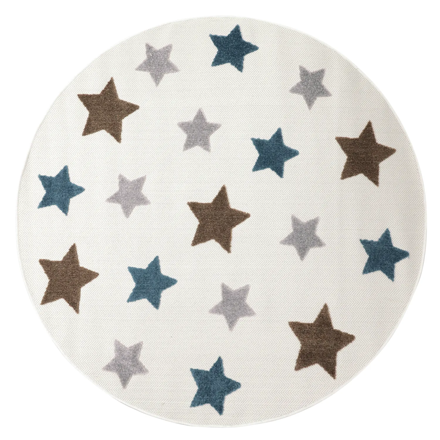 Rundt barneteppe - Stars (krem/multi)