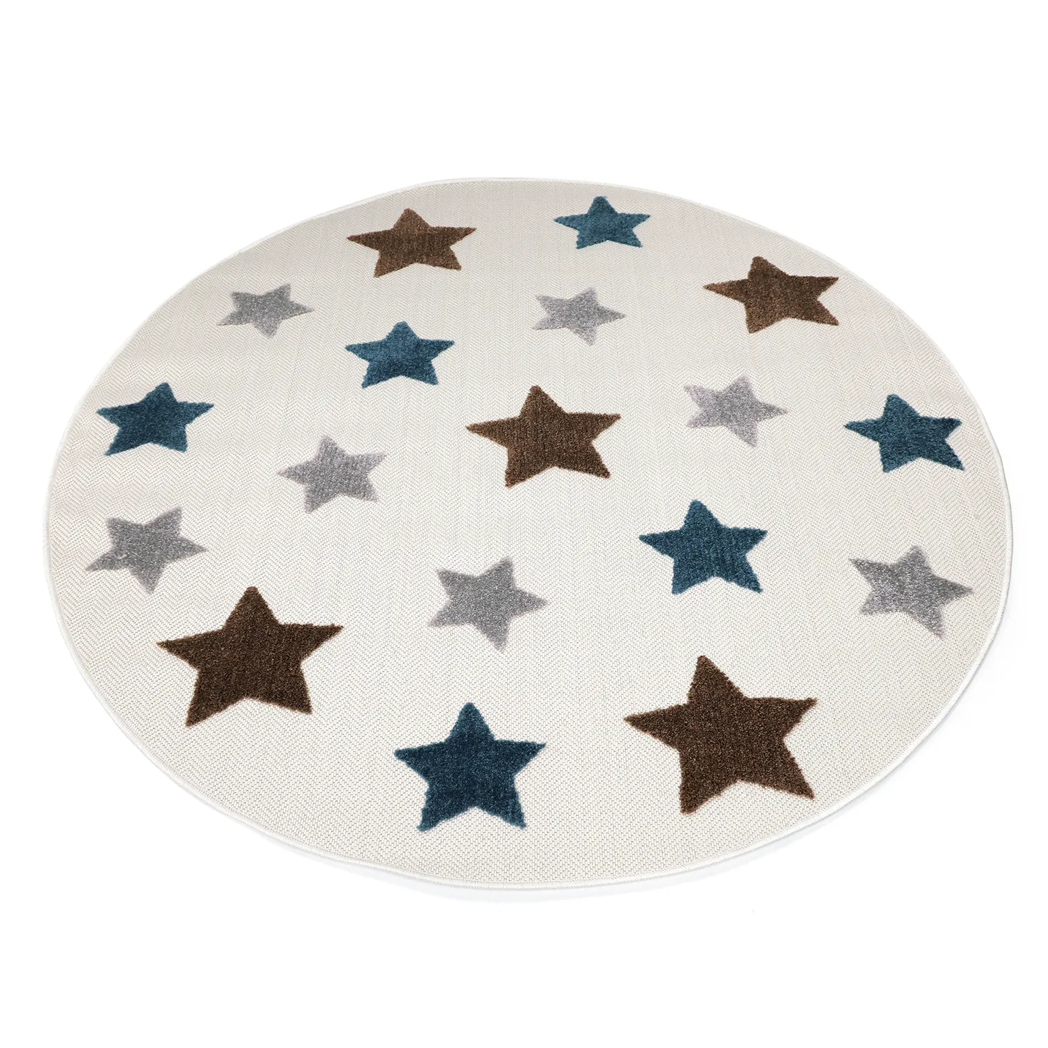 Rundt barneteppe - Stars (krem/multi)