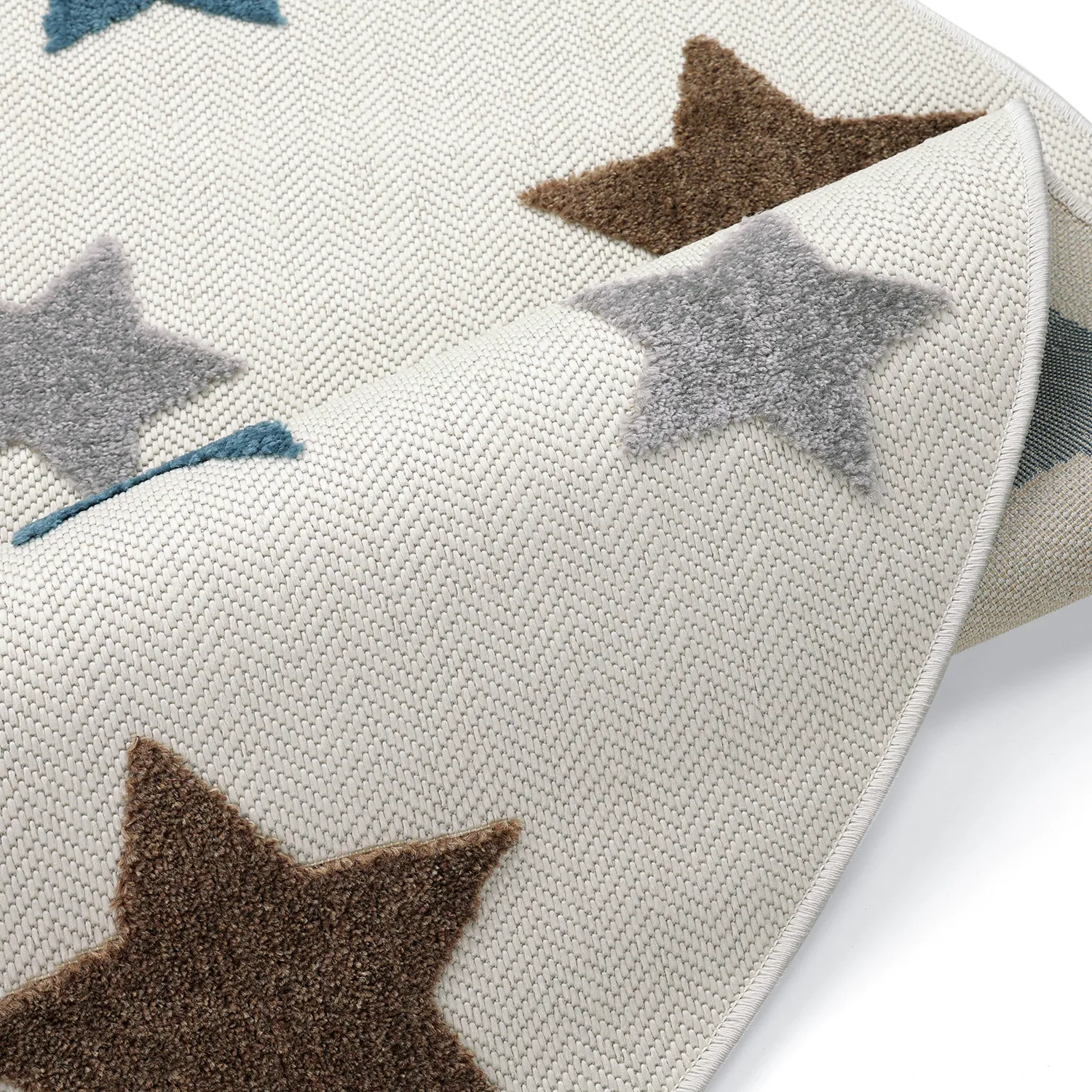 Rundt barneteppe - Stars (krem/multi)