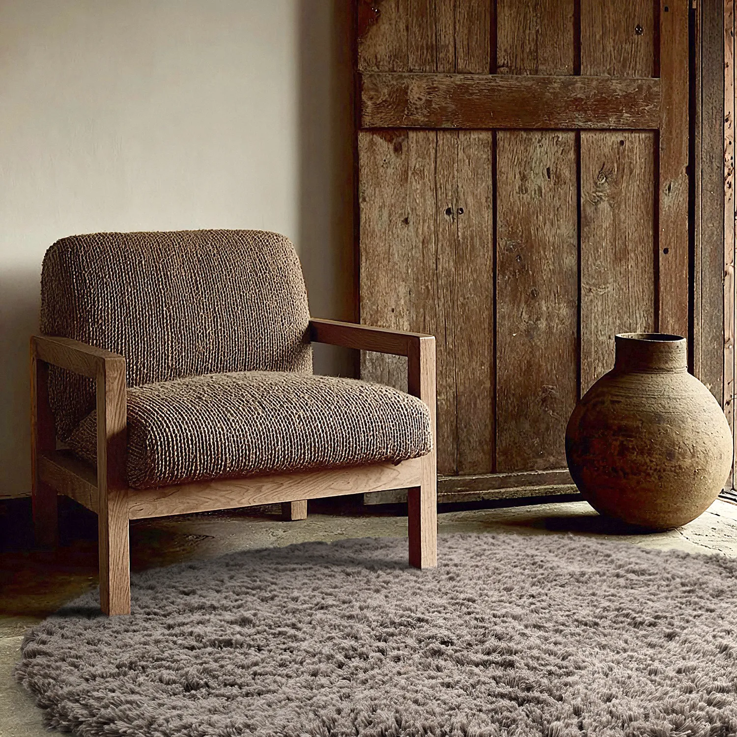 Rundt teppe - Aliste Wool Shaggy (brun)