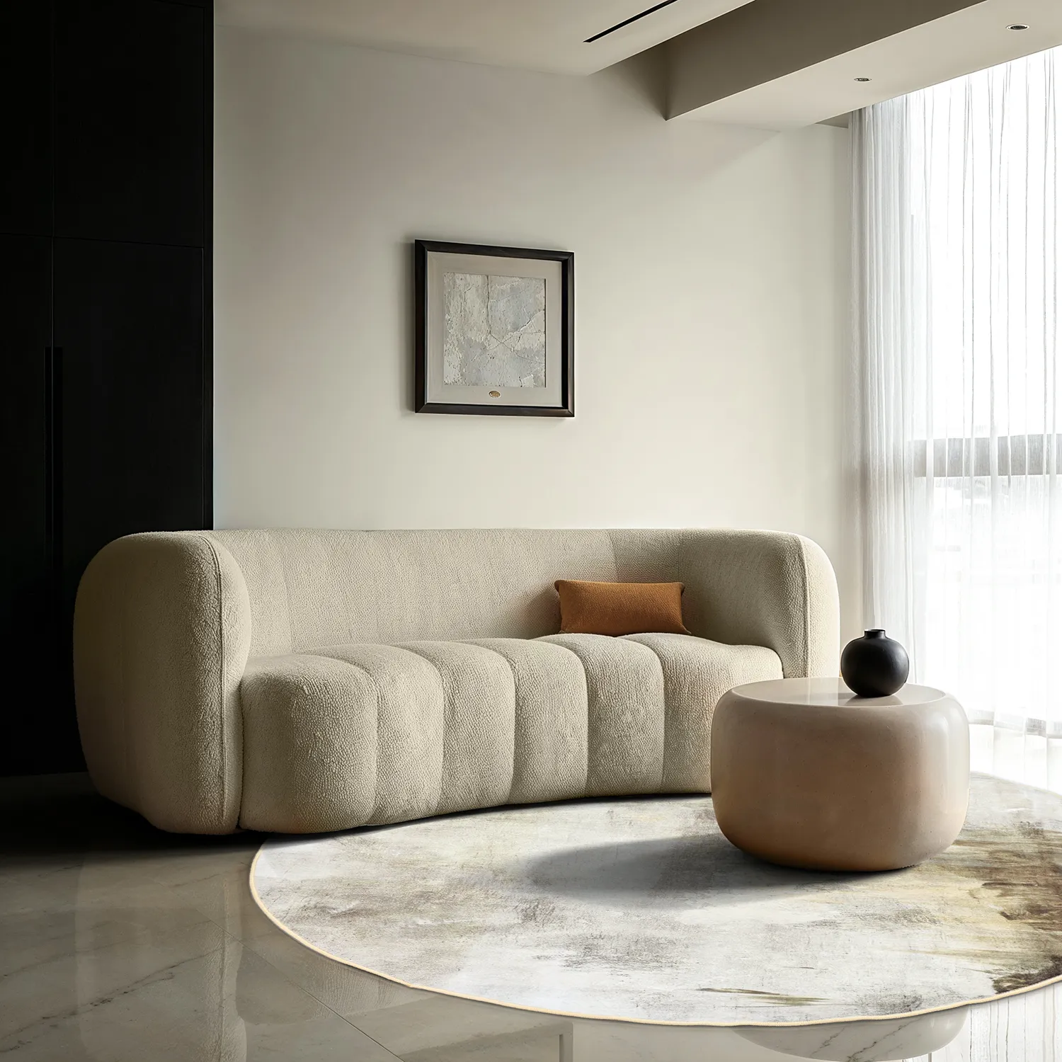 Rundt teppe - Cadiz (beige)