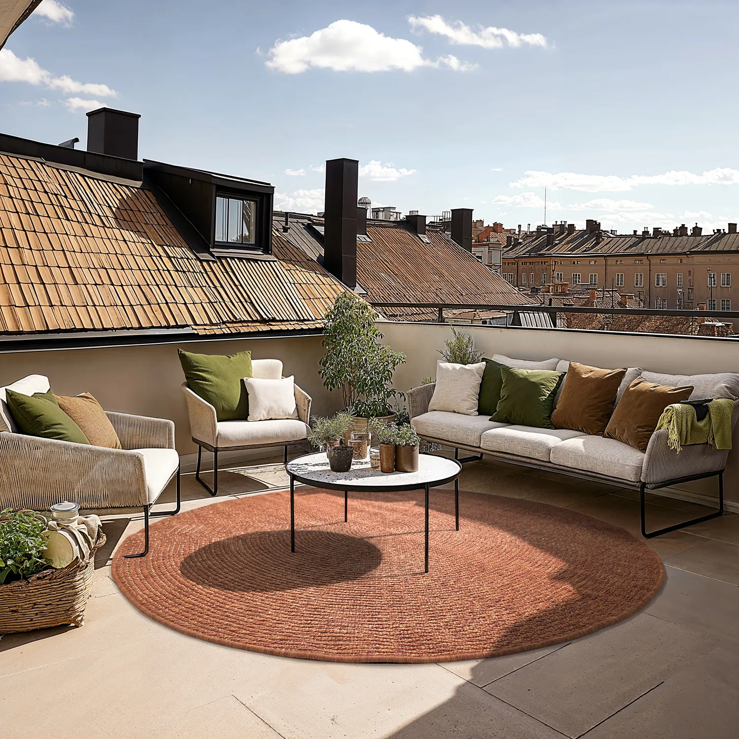 Rundt teppe - Indoor/Outdoor Arlo (oransje)