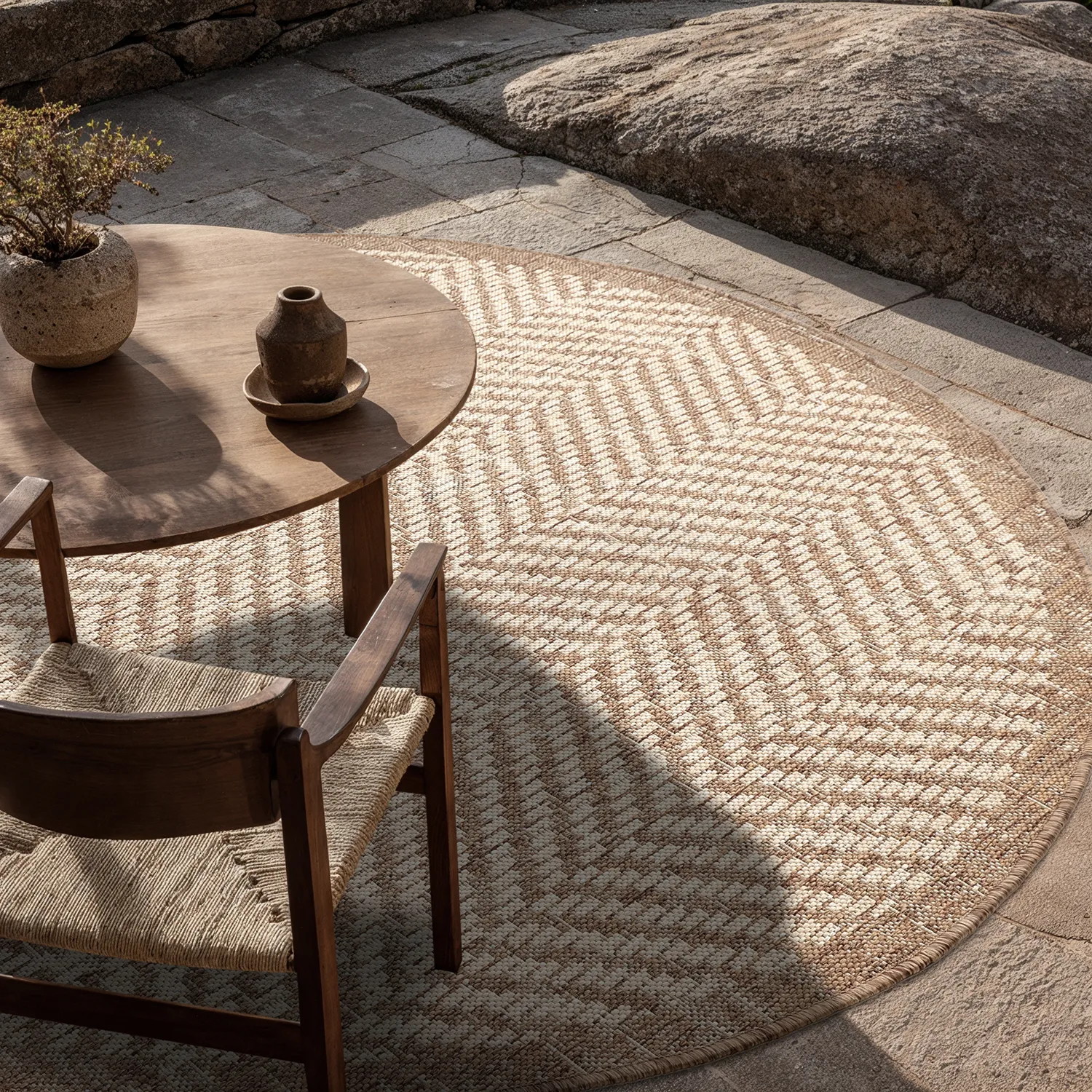 Rundt teppe - Indoor/Outdoor Donora (brun)