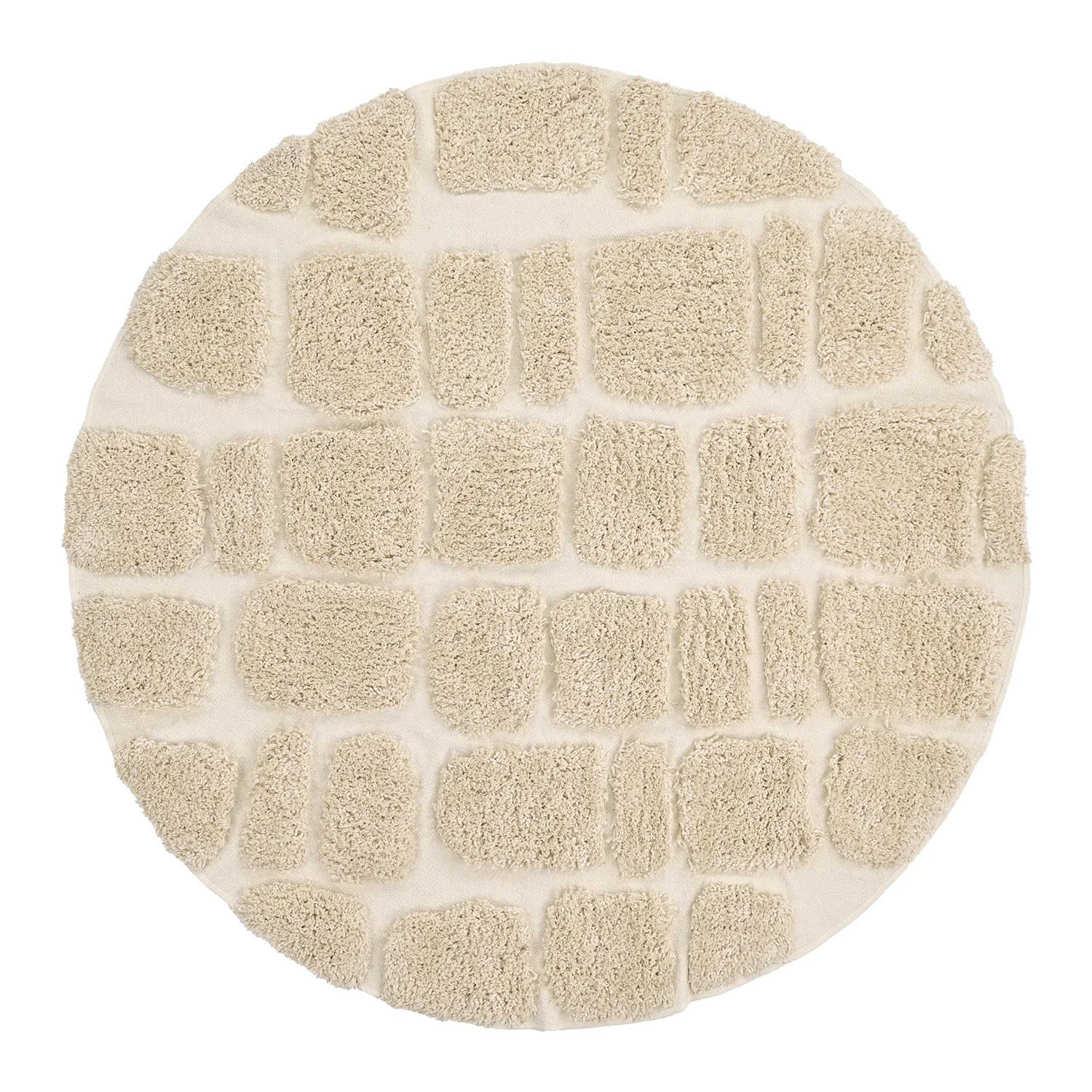 Rundt teppe - Otranto Natural Cotton Shaggy (off-white)
