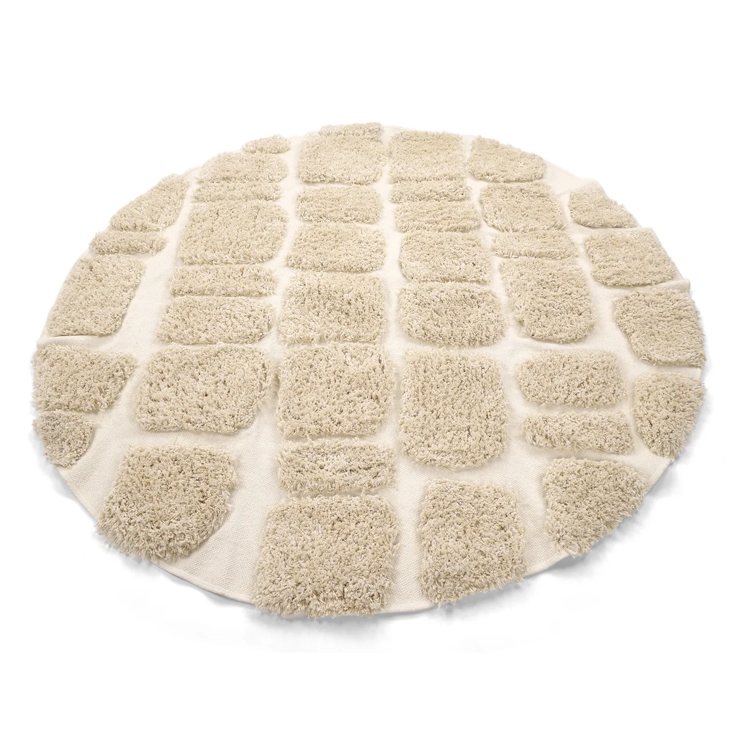 Rundt teppe - Otranto Natural Cotton Shaggy (off-white)