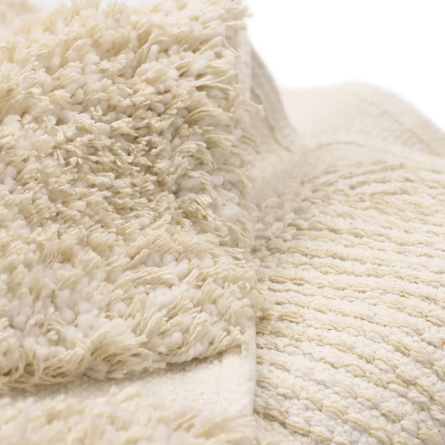Rundt teppe - Otranto Natural Cotton Shaggy (off-white)