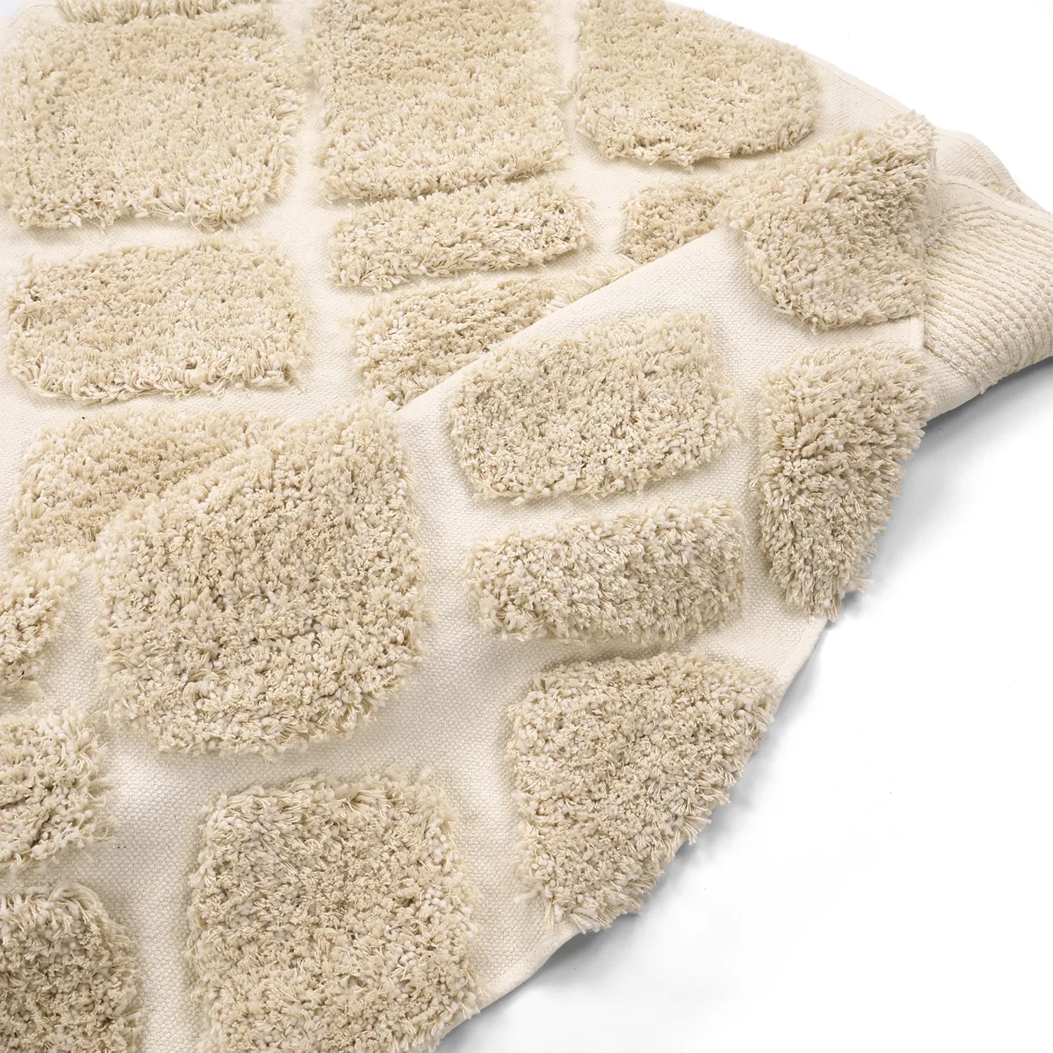 Rundt teppe - Otranto Natural Cotton Shaggy (off-white)