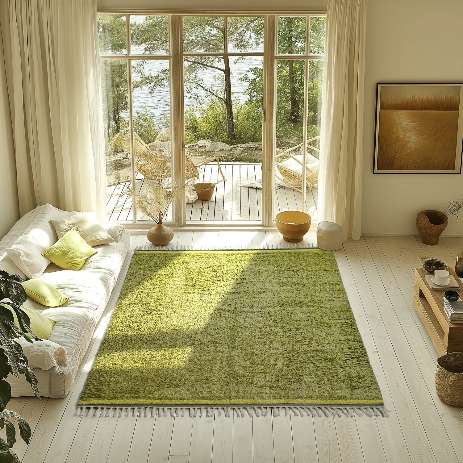 Ryetepper - Celina Natural Cotton Shaggy (grønn/gul)