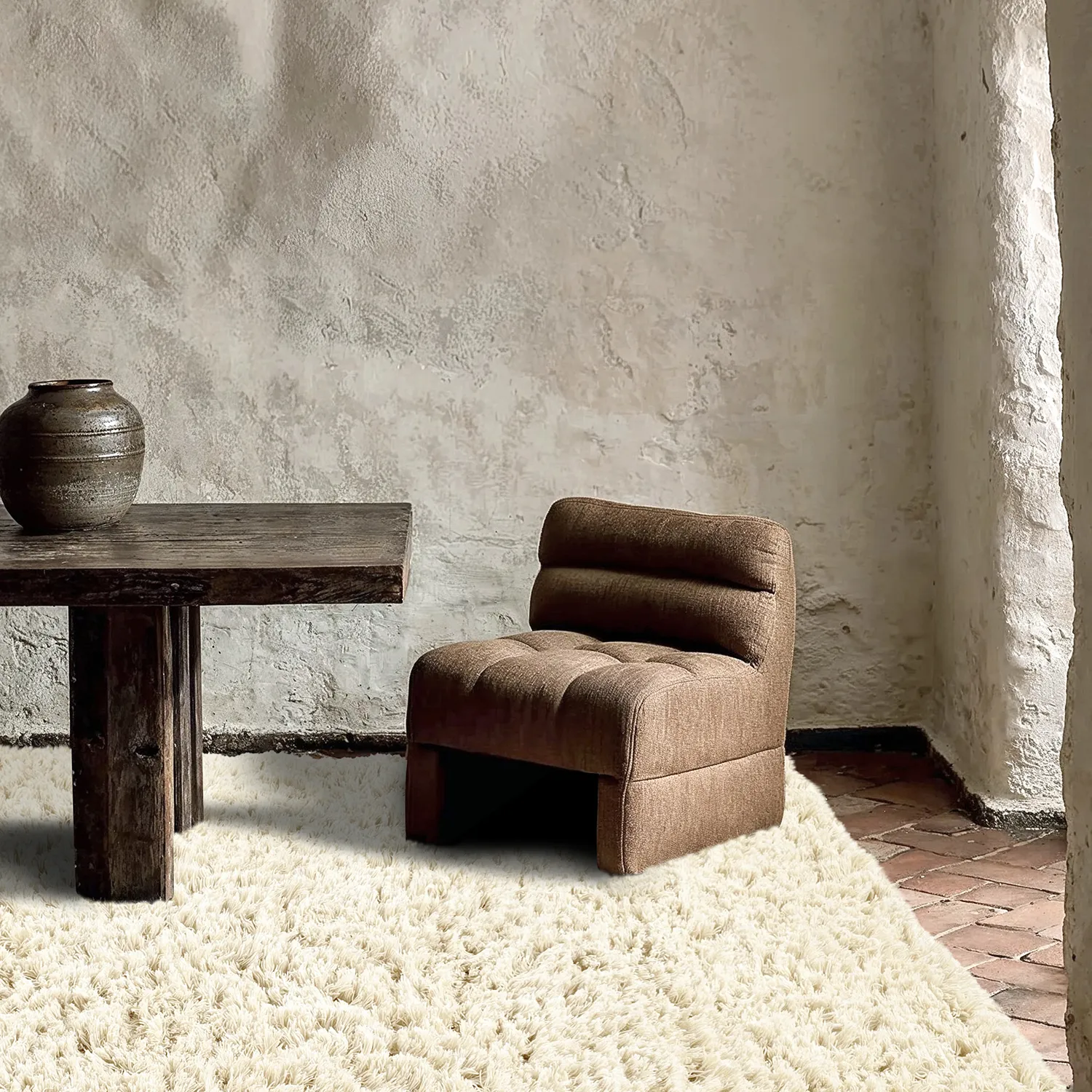 Ryetepper - Fassale Hand Woven Wool Shaggy (hvit)