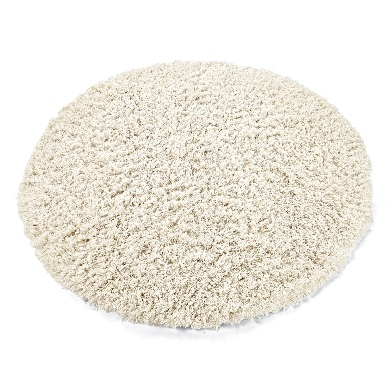 Rundt teppe - Fassale Hand Woven Wool Shaggy (hvit)