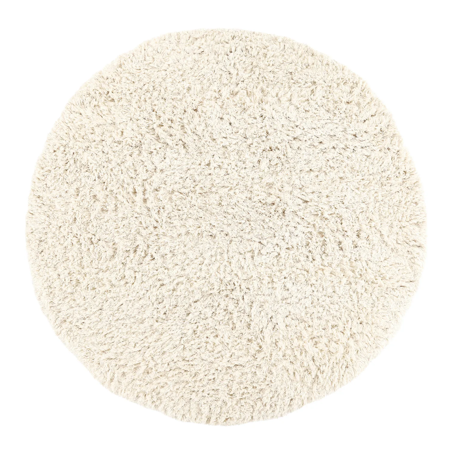 Rundt teppe - Fassale Hand Woven Wool Shaggy (hvit)