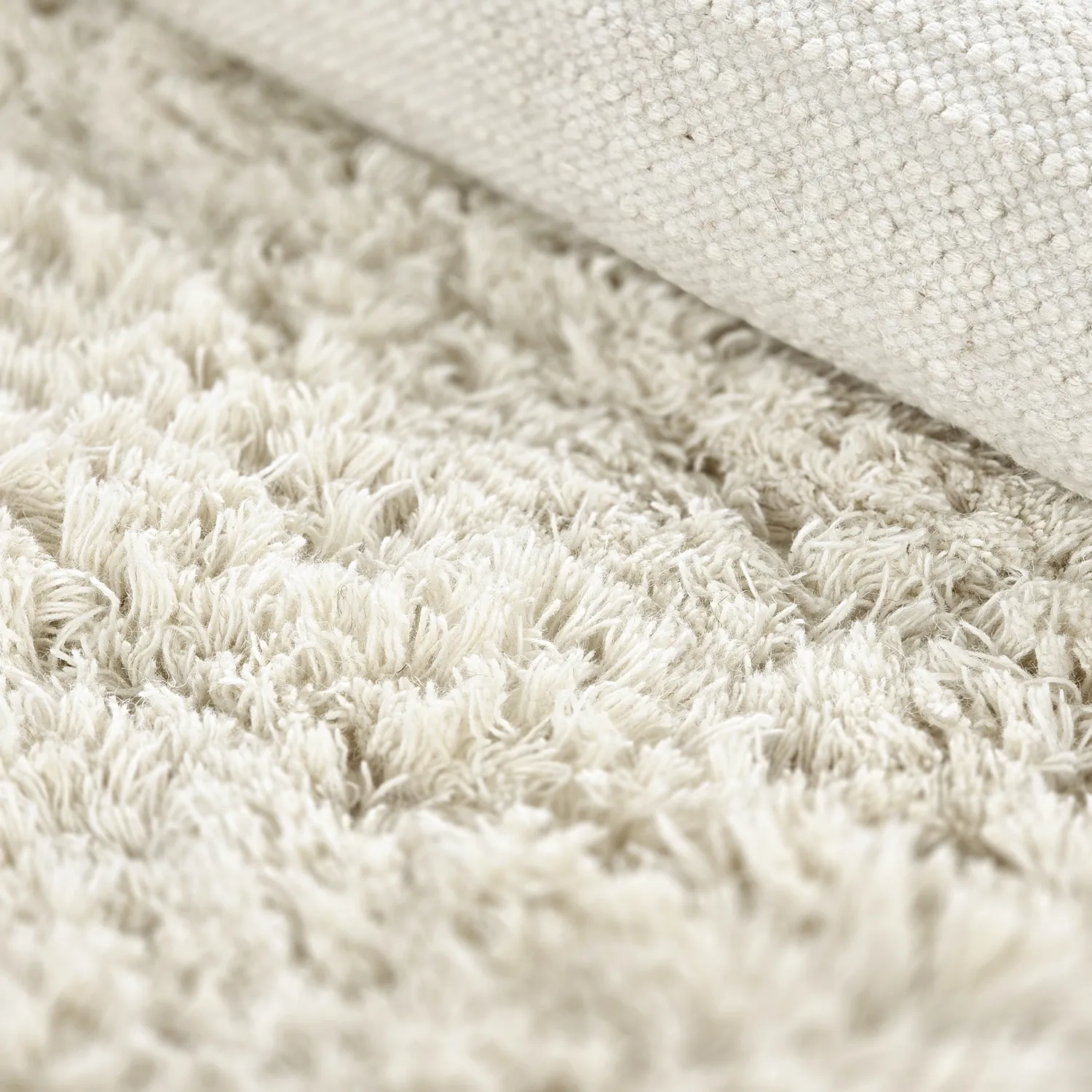 Rundt teppe - Fassale Hand Woven Wool Shaggy (hvit)