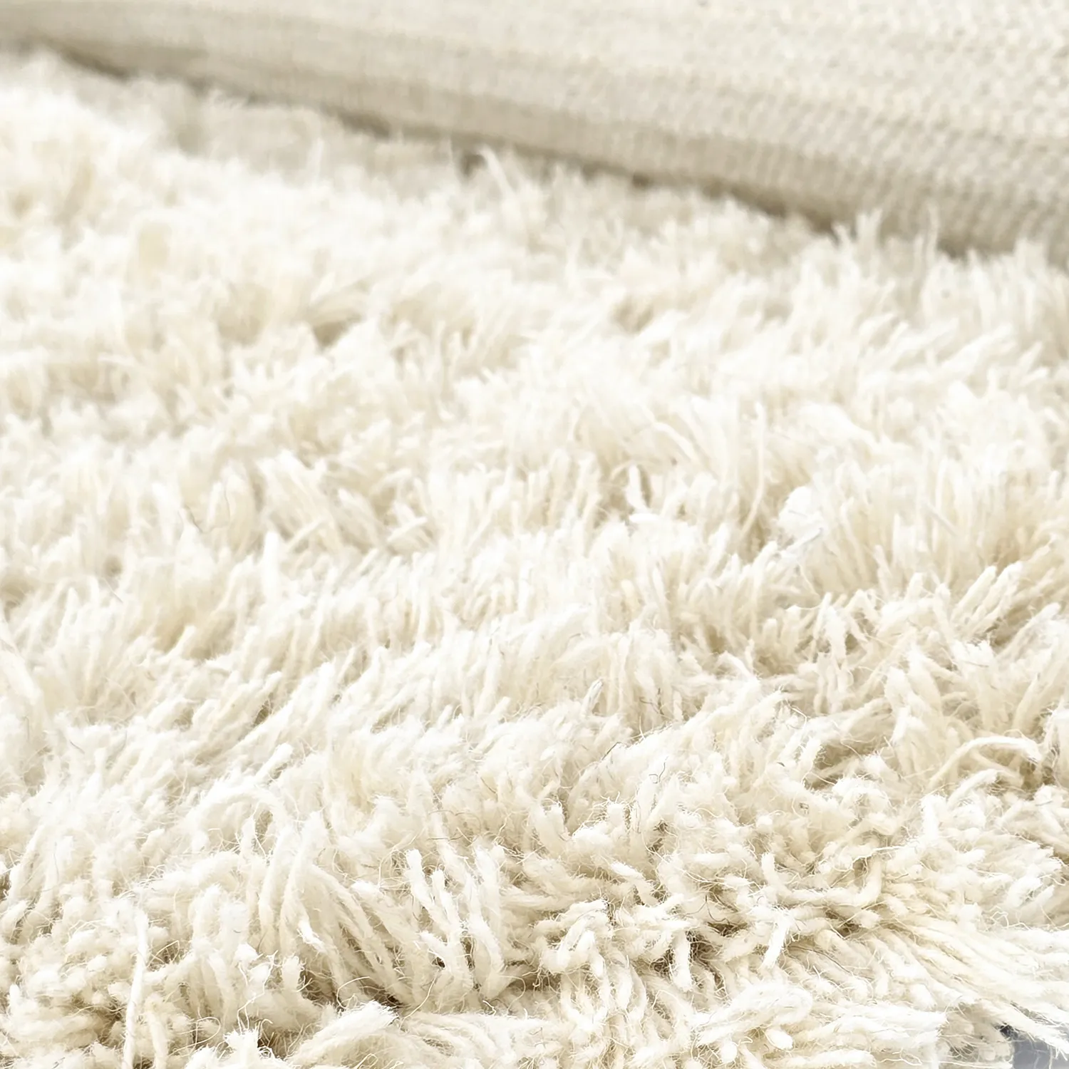 Rundt teppe - Fassale Hand Woven Wool Shaggy (hvit)