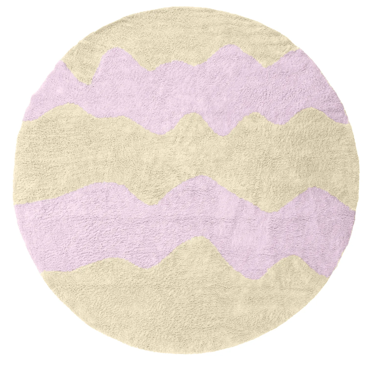 Rundt teppe - Amira Natural Cotton Shaggy (beige/lilla)