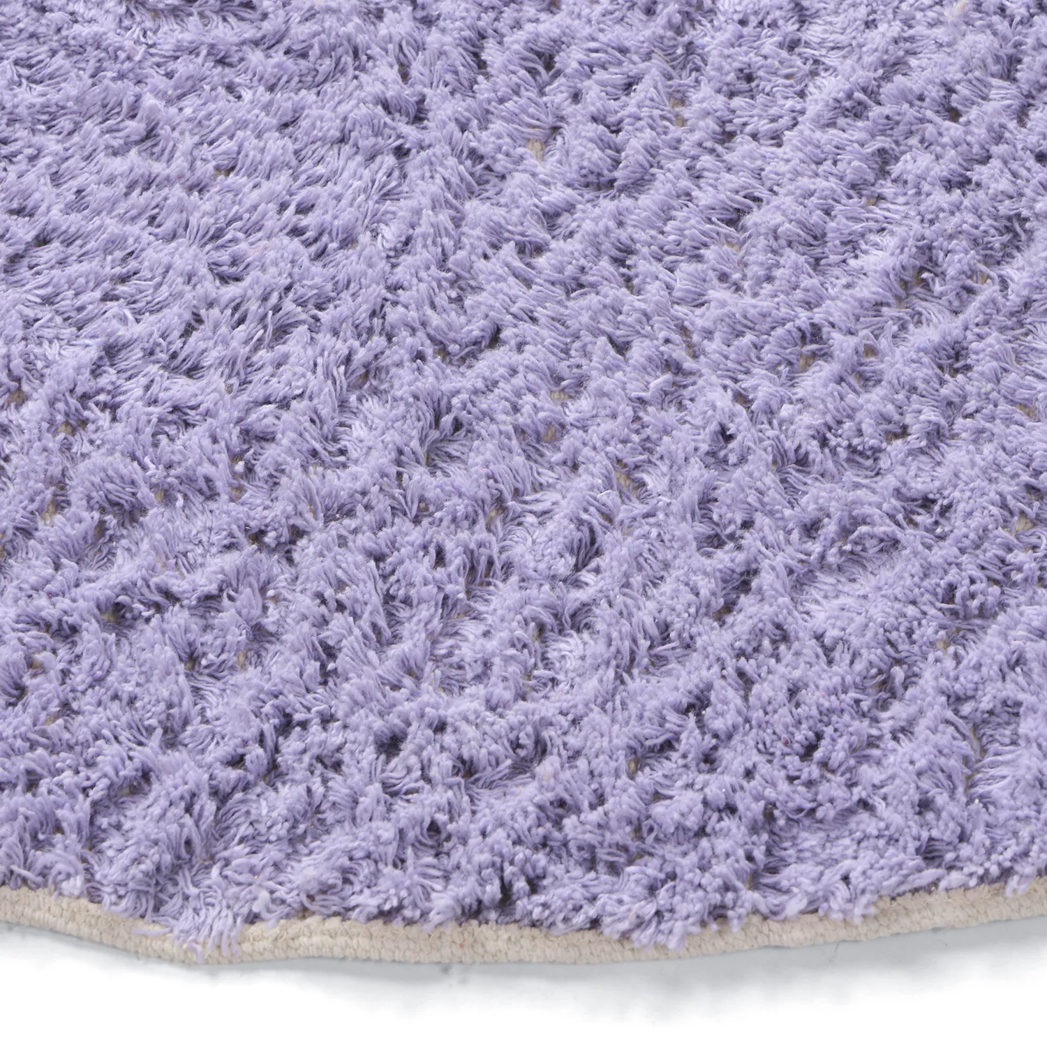 Rundt teppe - Amira Natural Cotton Shaggy (lilla/beige)