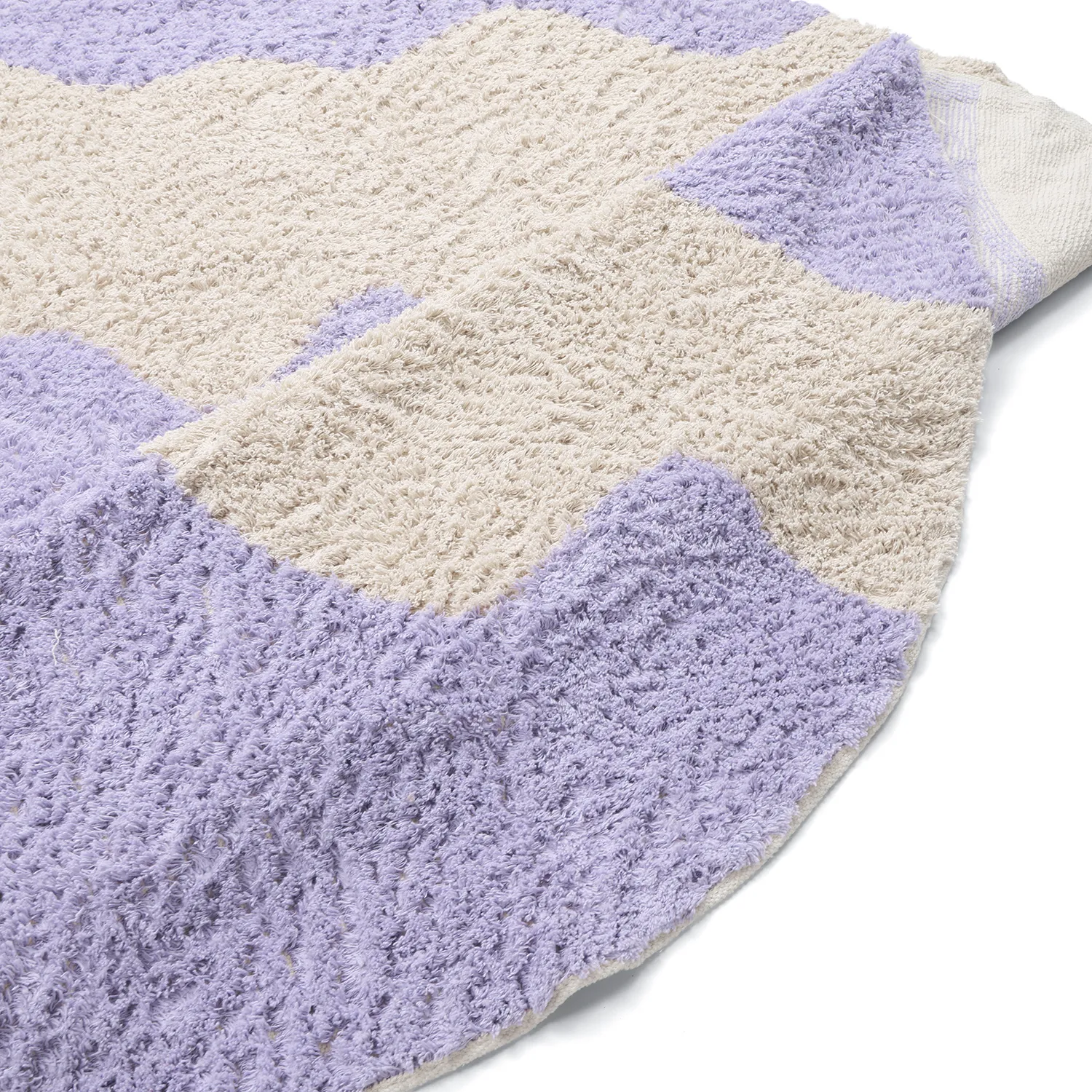 Rundt teppe - Amira Natural Cotton Shaggy (lilla/beige)