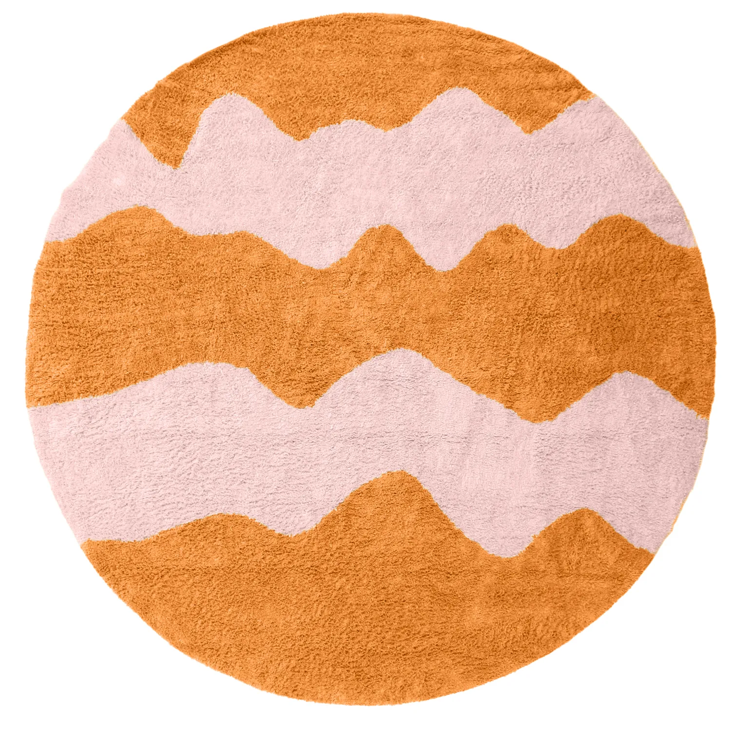 Rundt teppe - Amira Natural Cotton Shaggy (oransje/rosa)