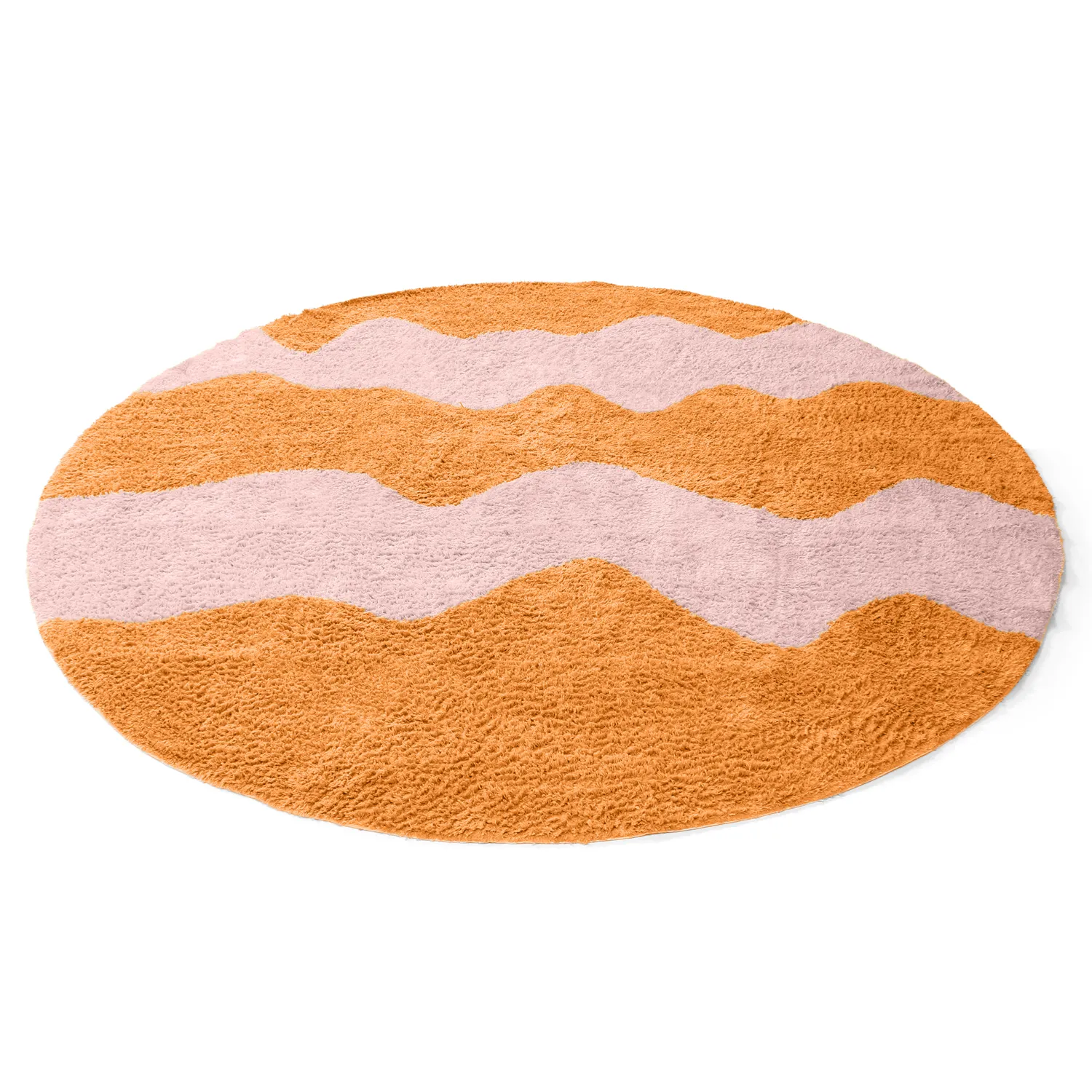 Rundt teppe - Amira Natural Cotton Shaggy (oransje/rosa)