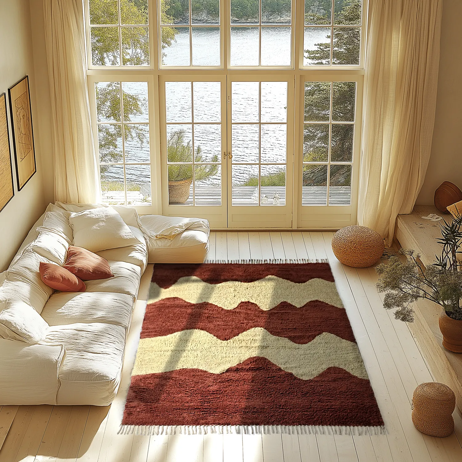Ryetepper - Amira Natural Cotton Shaggy (rød/beige)