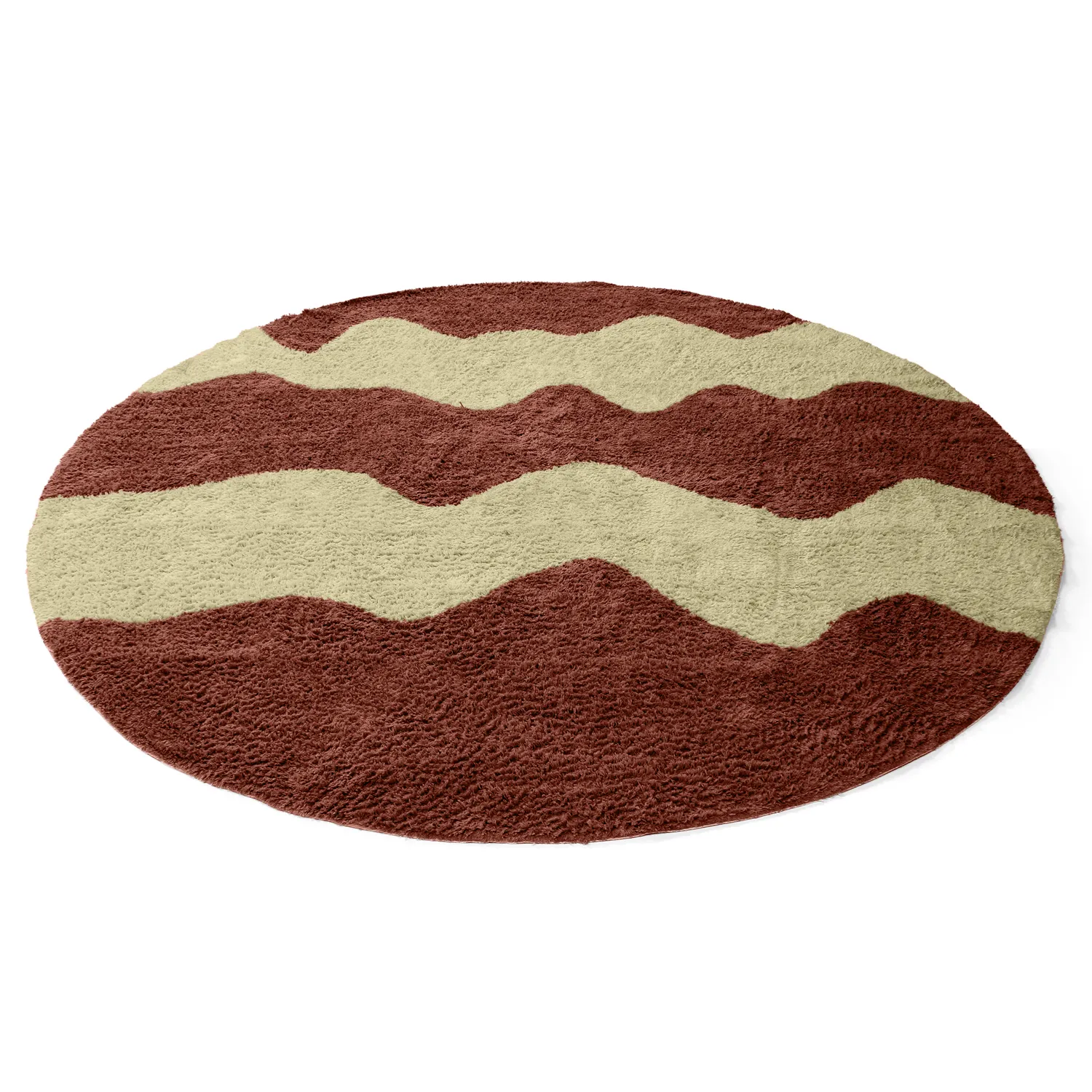 Rundt teppe - Amira Natural Cotton Shaggy (rød/beige)