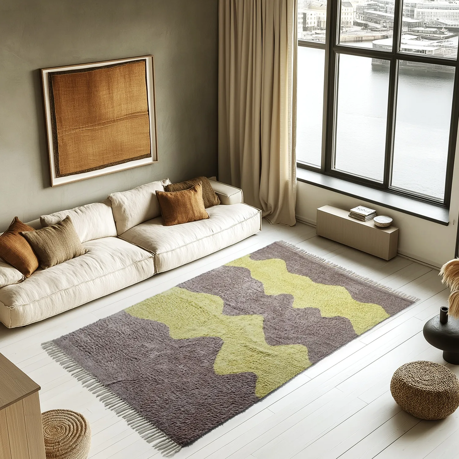 Ryetepper - Amira Natural Cotton Shaggy (taupe/gul)