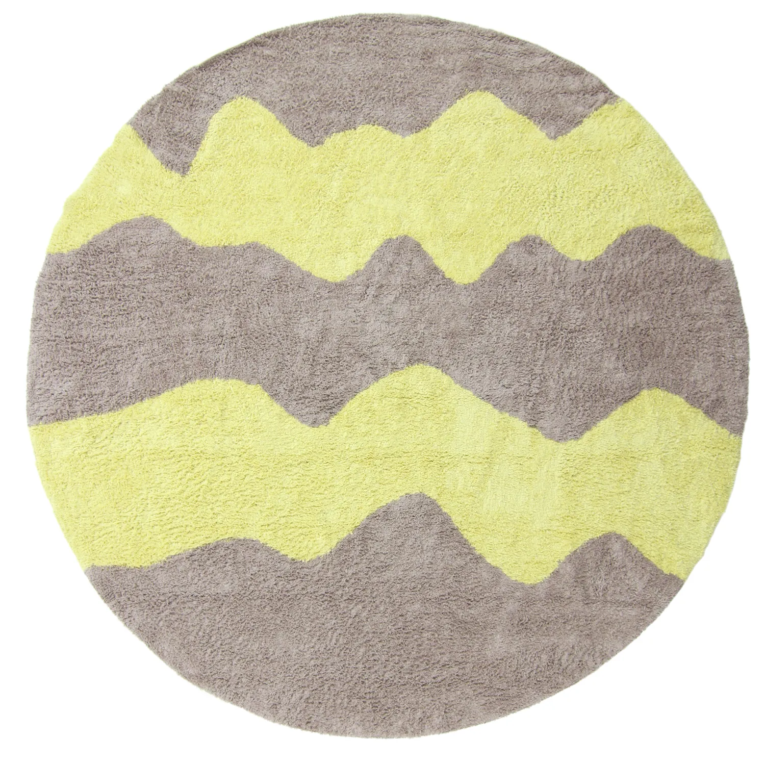 Rundt teppe - Amira Natural Cotton Shaggy (taupe/gul)