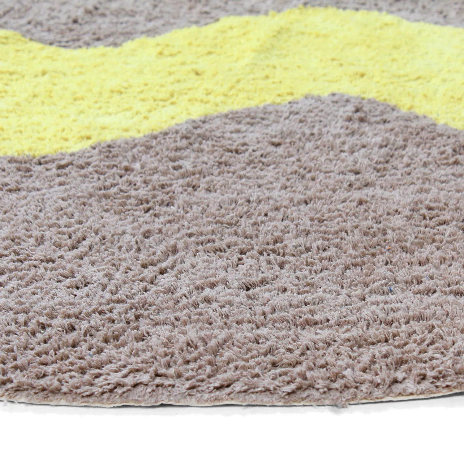 Rundt teppe - Amira Natural Cotton Shaggy (taupe/gul)