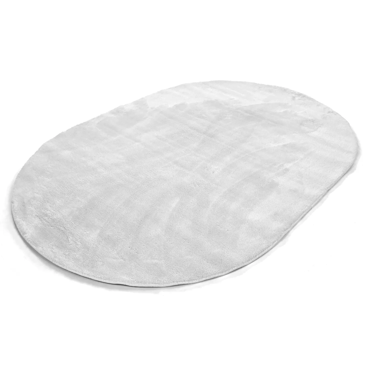 Ovalt ryeteppe - Aranga Super Soft Fur (hvit)