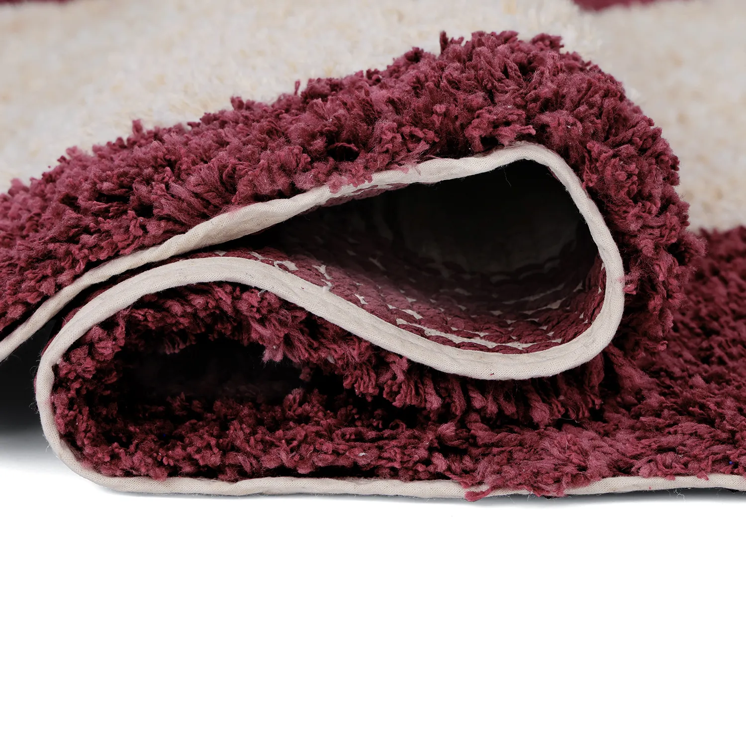 Ryetepper - Begur Natural Cotton Shaggy (offwhite/vinrød)