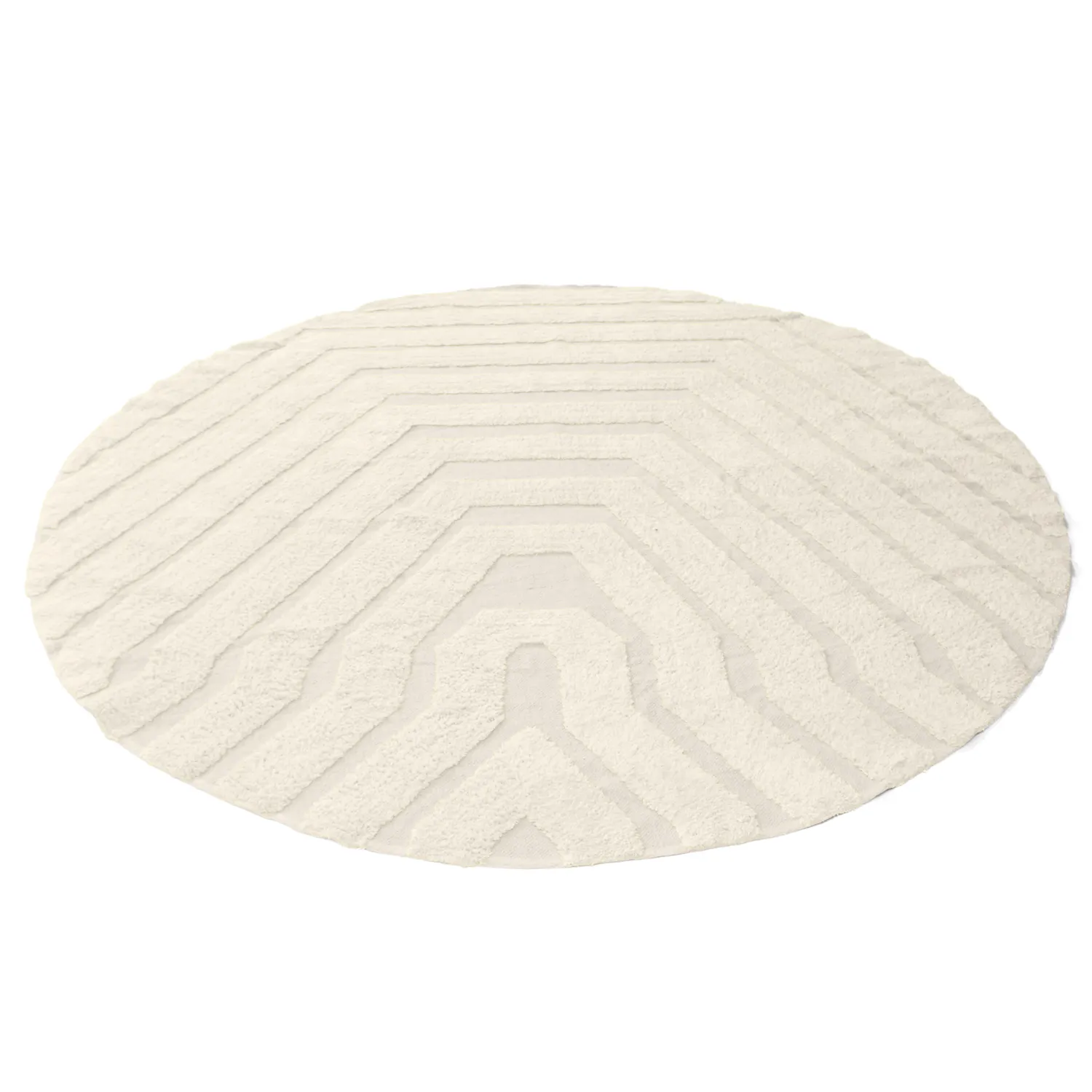Rundt teppe - Callista Natural Cotton Shaggy (beige)
