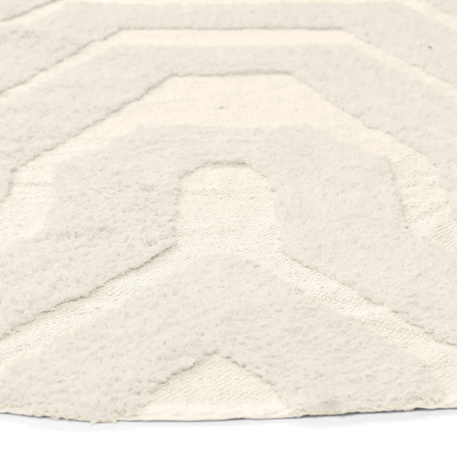 Rundt teppe - Callista Natural Cotton Shaggy (beige)