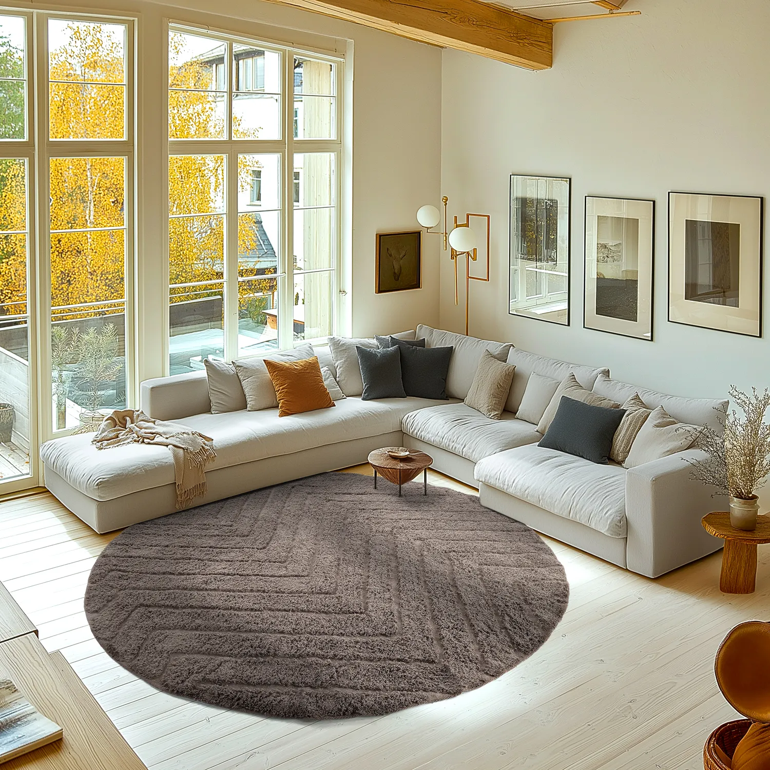 Runde tepper - Conara Natural Cotton Shaggy (taupe)