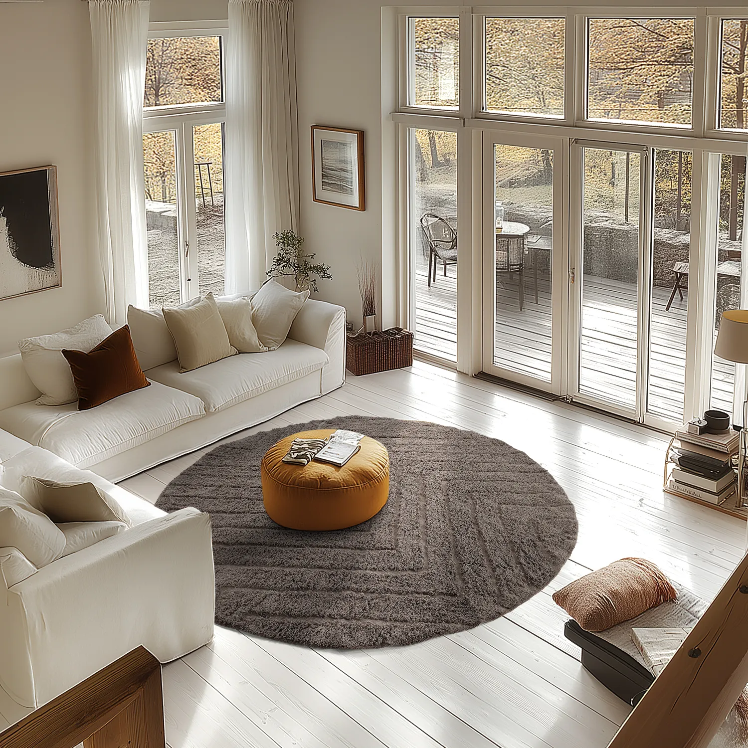 Runde tepper - Conara Natural Cotton Shaggy (taupe)