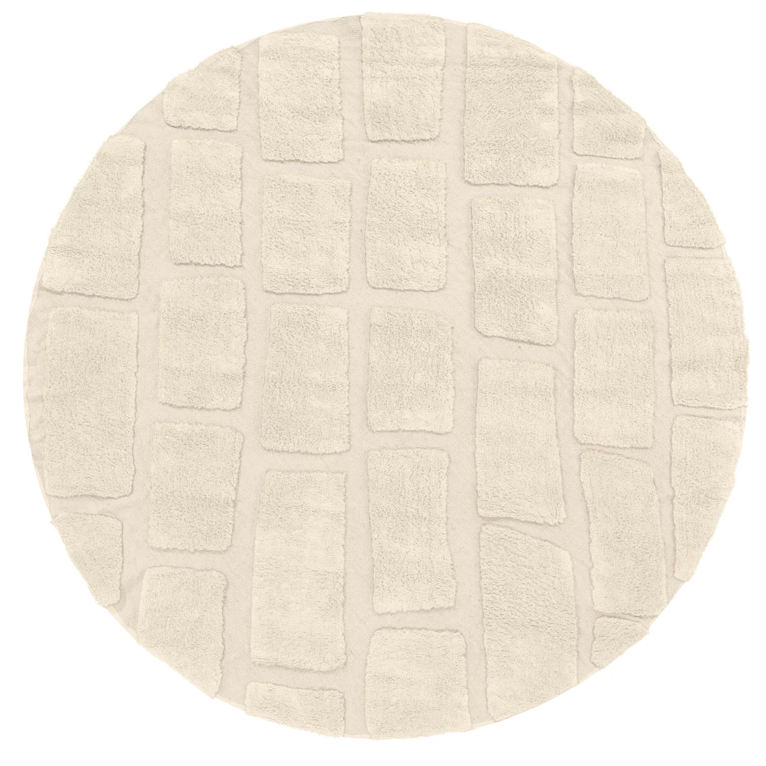 Rundt teppe - Cyrus Natural Cotton Shaggy (beige)